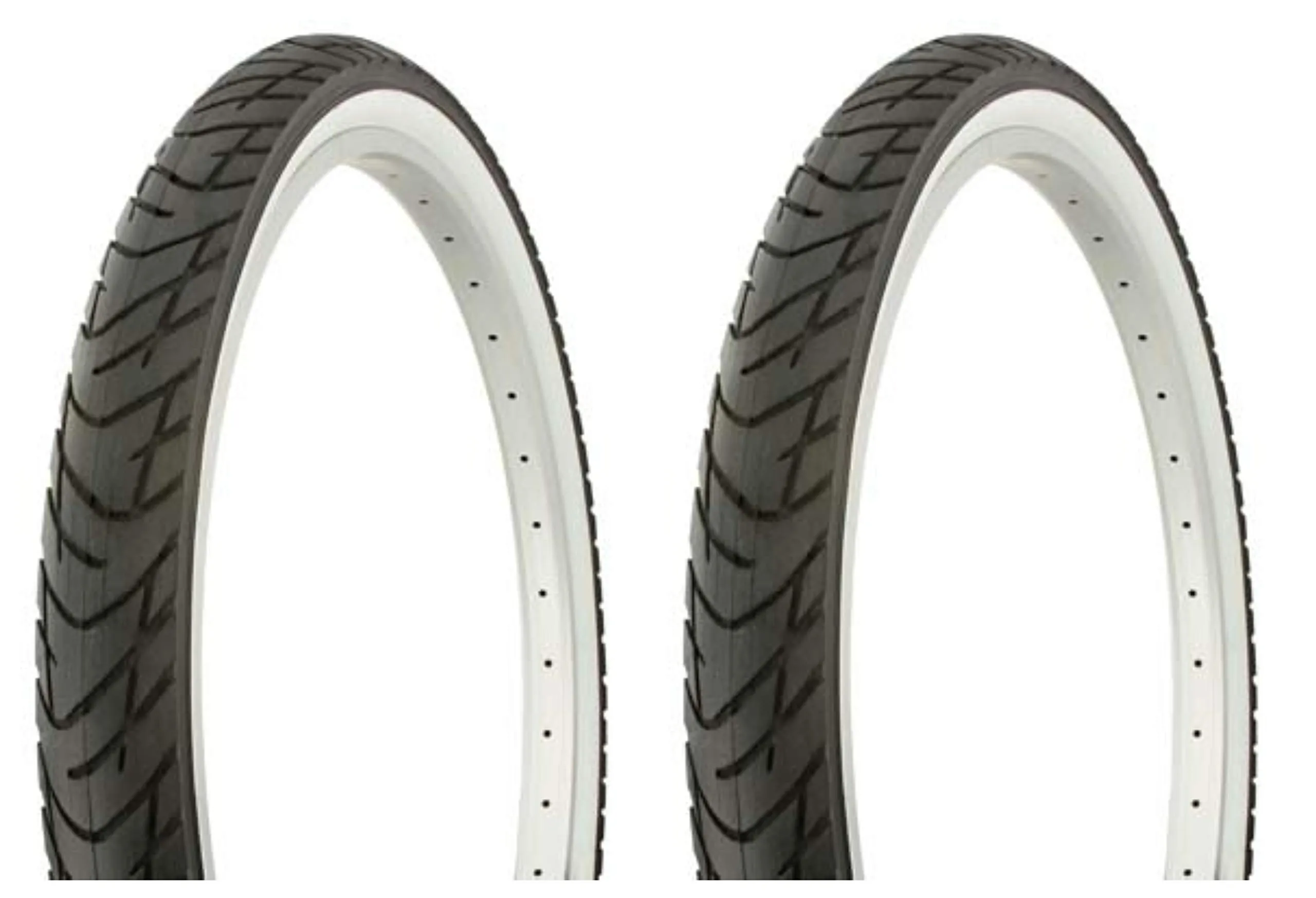 Duro 26' x 2.125' Black/White Side Wall Tire Set - 2 Beach Cruiser Bike Tires DB-1012