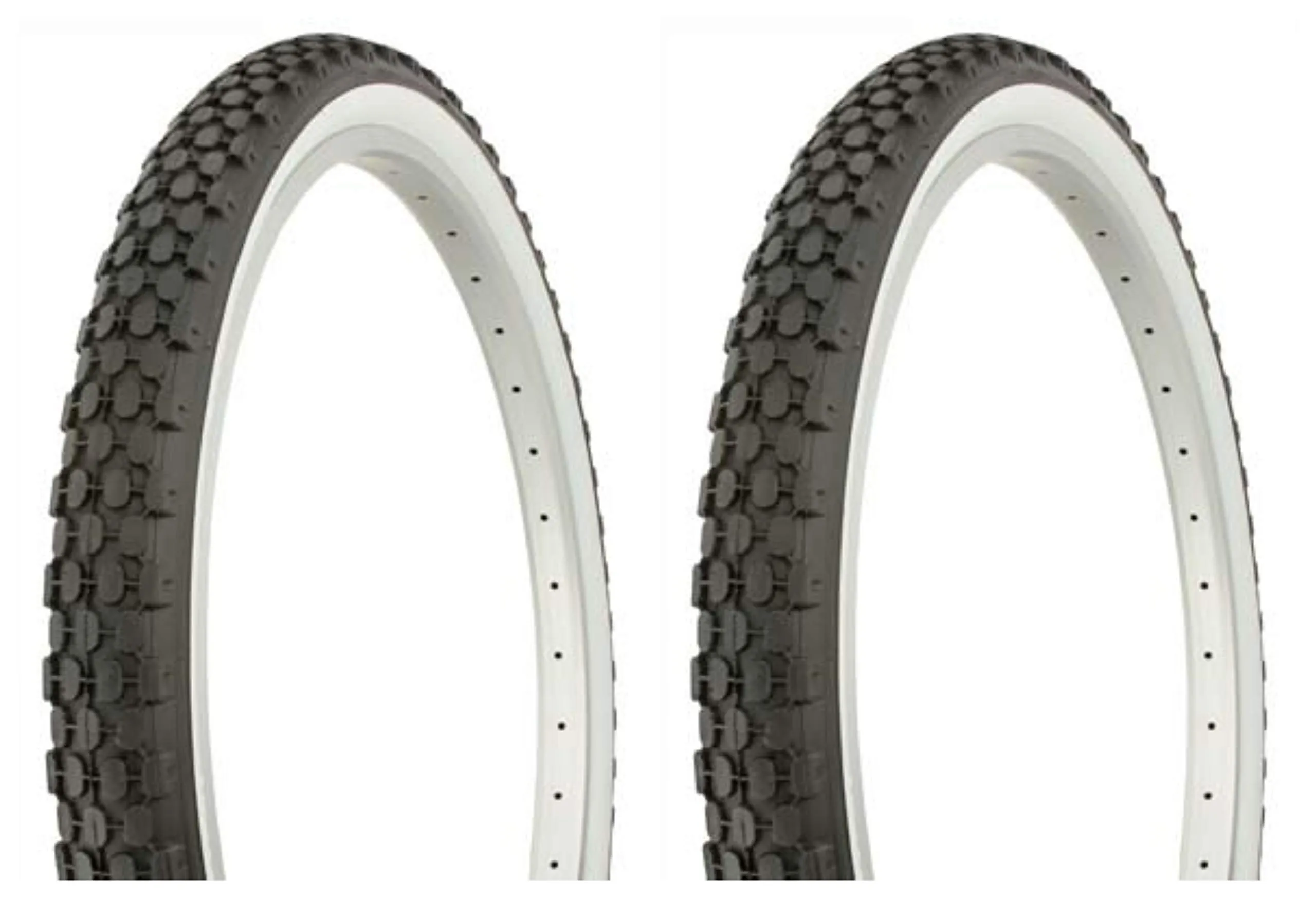 Duro 26' x 2.125' Black/White Side Wall Tire Set - Beach Cruiser Bike Tires - 2 Tires HF-851