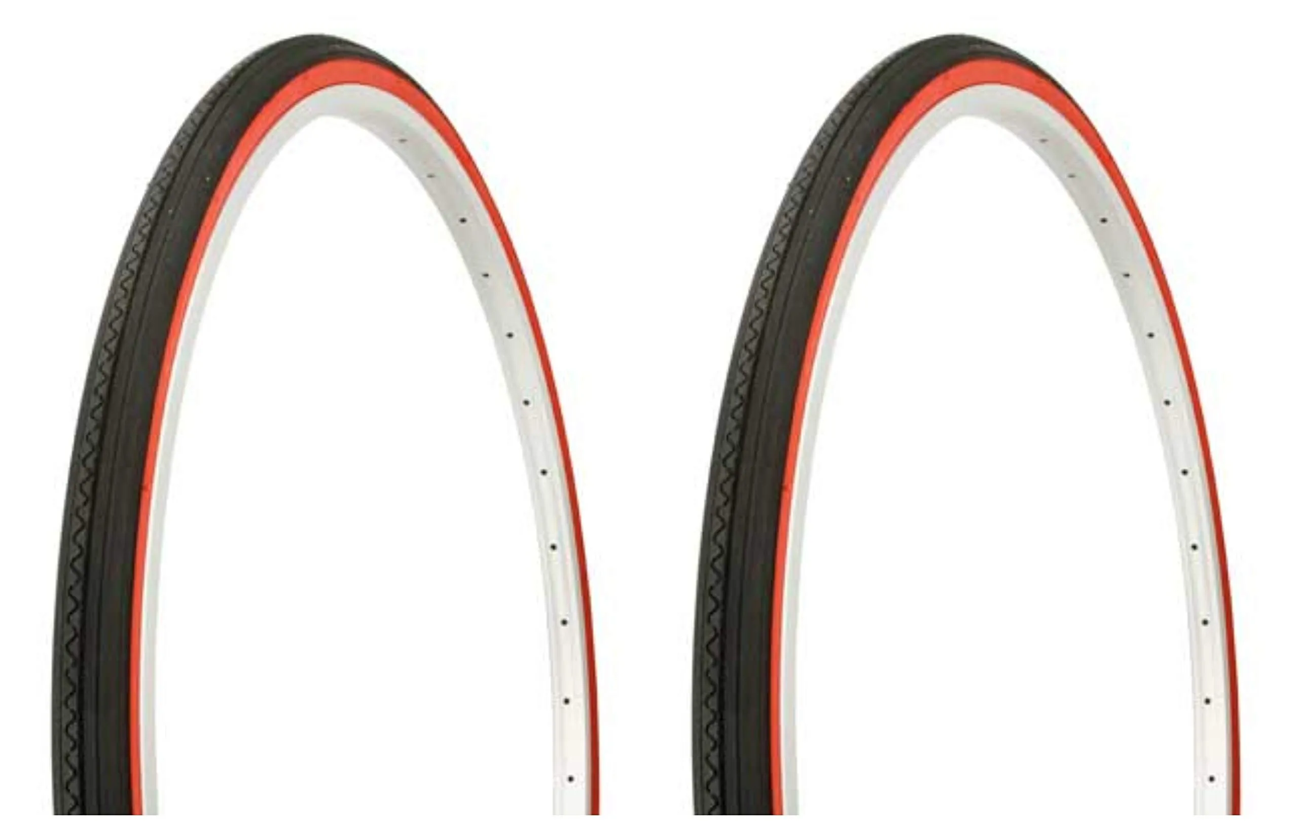 Duro 27' x 1 1/4' Black/Red Side Wall HF-156 Bicycle Tire Set - 2 High-Performance Tires
