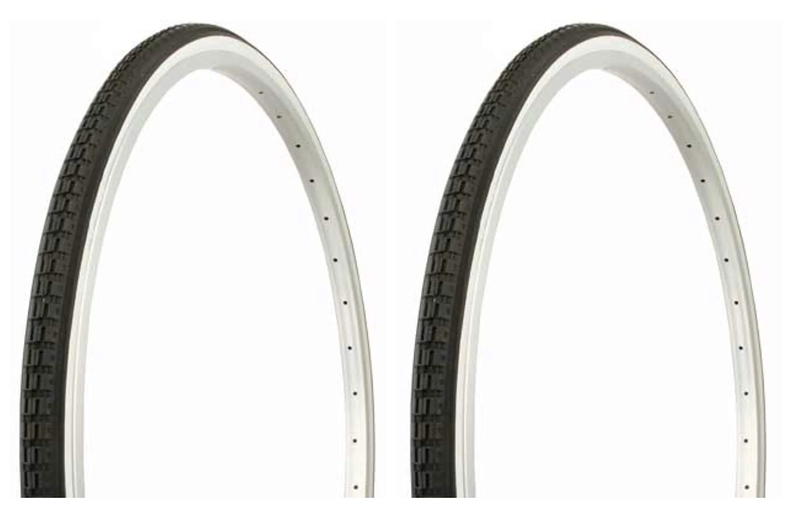 Duro 27' x 1 1/4' Black/White Side Wall HF-112 Bicycle Tire Set - 2 Road Master High-Performance Tires