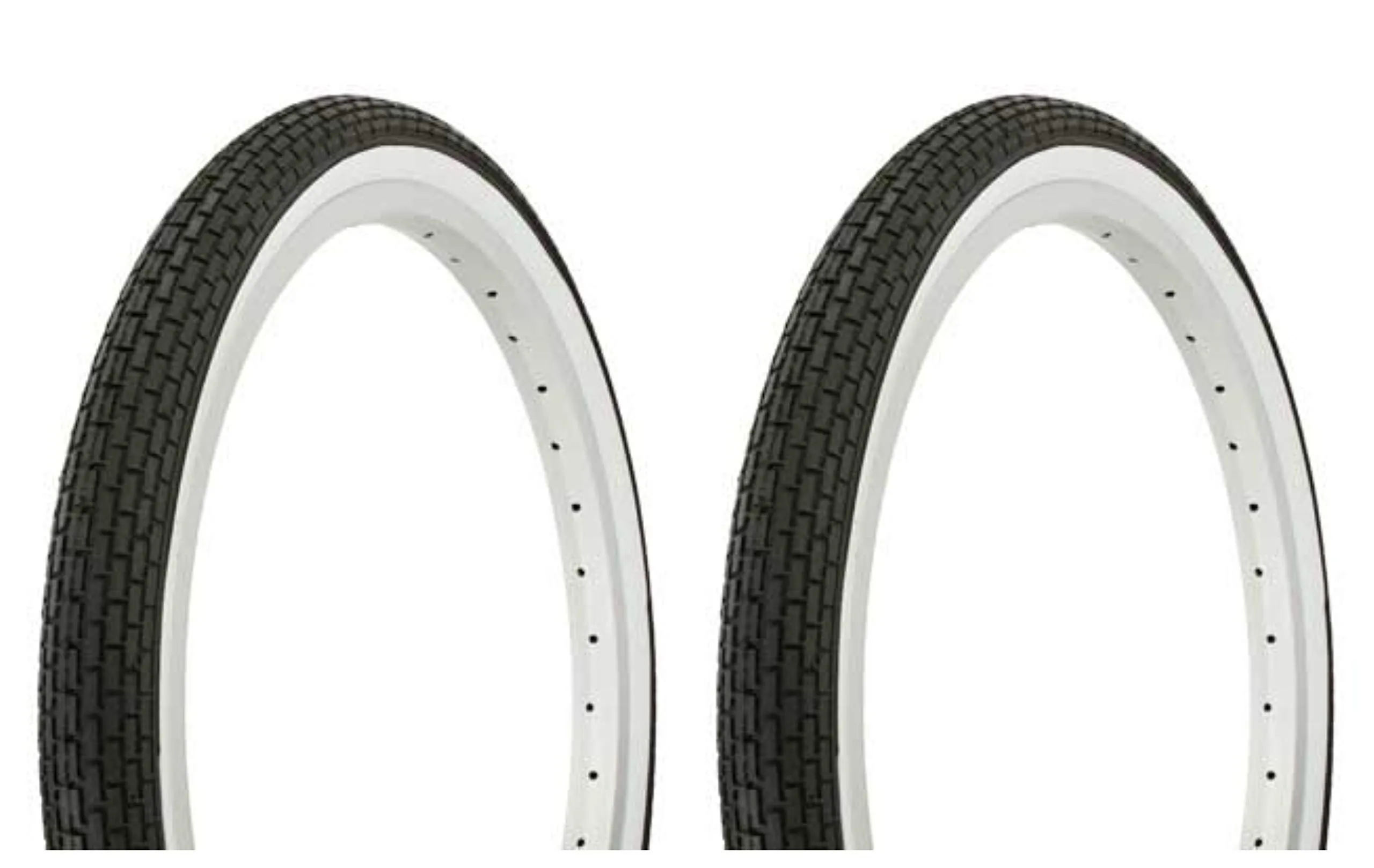 Duro Lowrider Bike Tires 20' x 1.75' Black/White Side Wall - Set of 2, Perfect for BMX & Chopper