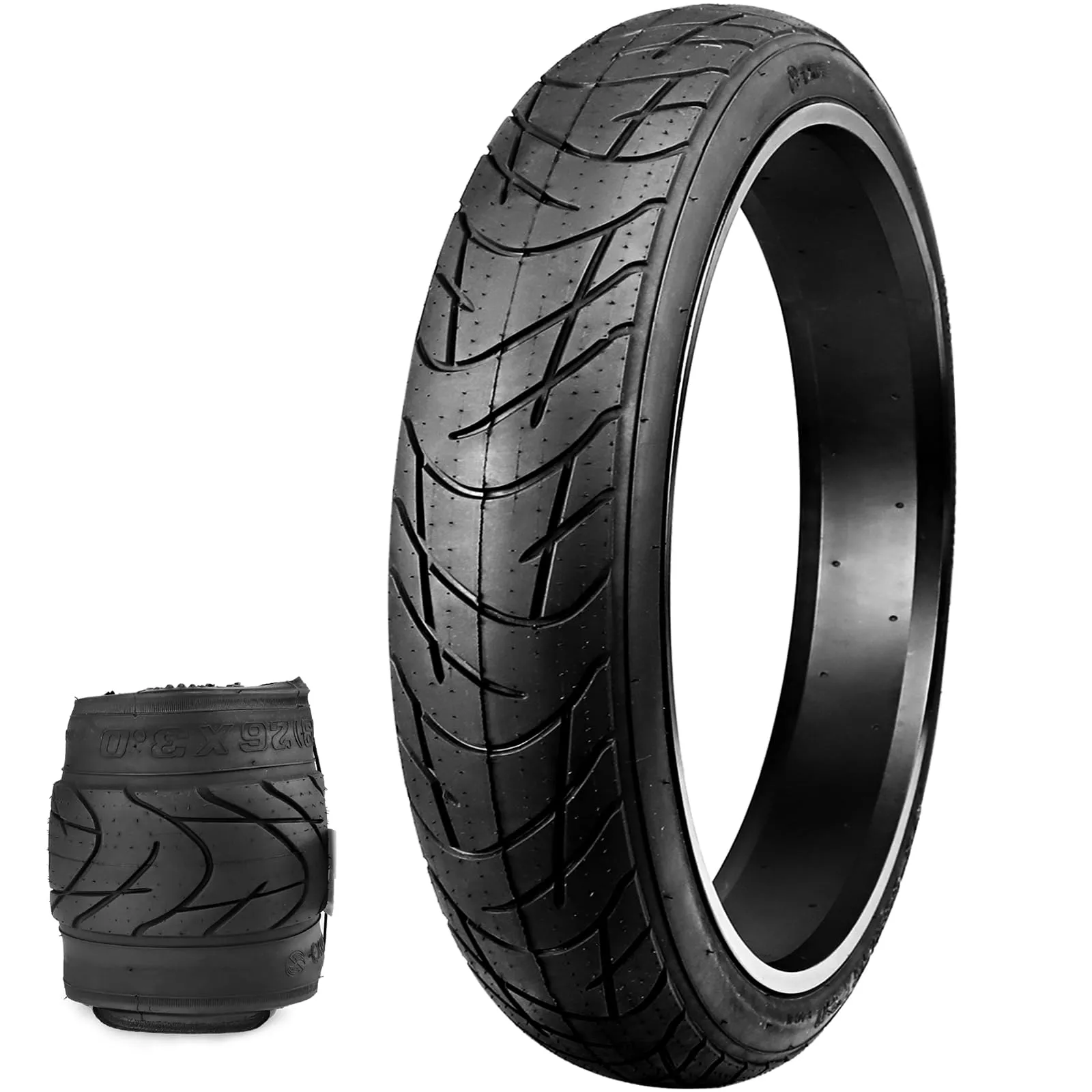 E-Bike Fat Tire 26' x 3' Heavy Duty, High-Performance, Wear-Resistant Mountain Snow Tire, Black