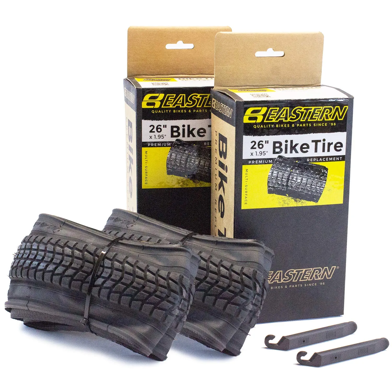Eastern Bikes Premium 26 x 1.95 Inch Tire Upgrade with Tools - Fits 26 x 1.75 or 26 x 2.125