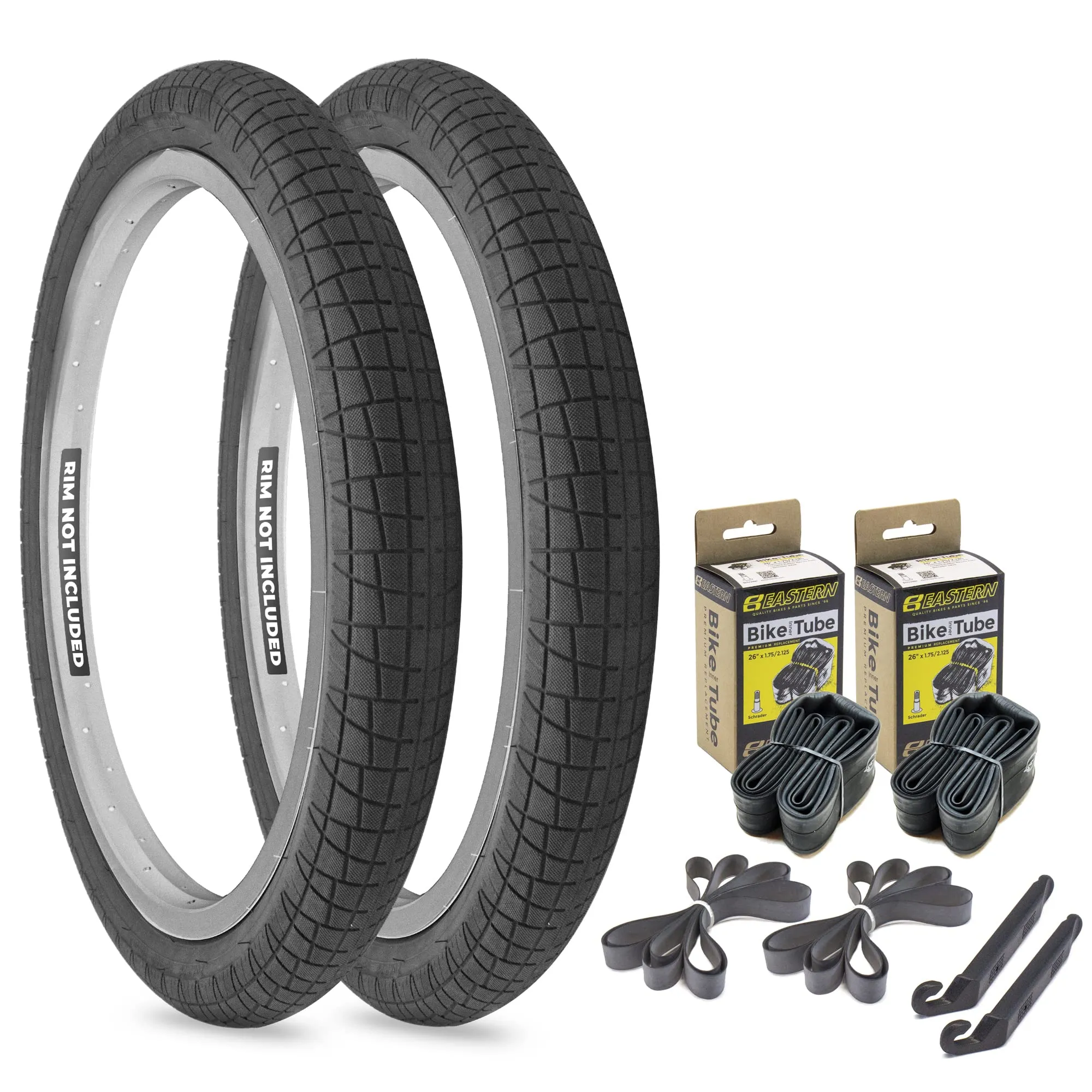 Eastern Bikes Throttle 20' BMX Tires - 2.2, 2.3, 2.4 Sizes, Tubes Available, White/Yellow Logo