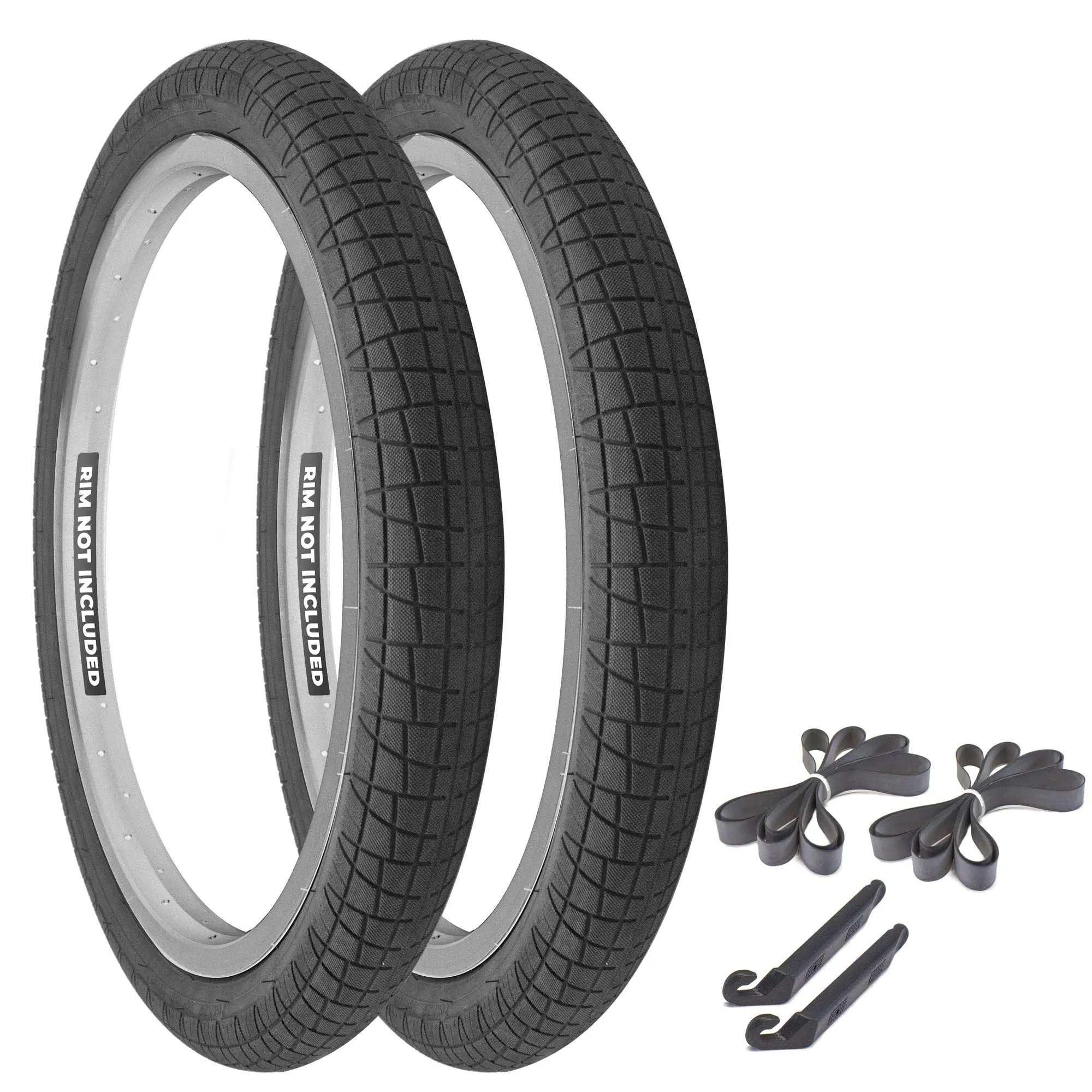 Eastern Bikes Throttle 20 Inch BMX Tires - 2.2, 2.3, 2.4 Inch Widths, White/Yellow Logo, 2 Pack