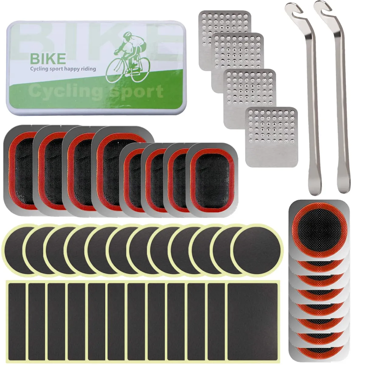 EDIONS Bike Inner Tube Patch Kit - 24 Glueless Self-Adhesive Patches & Vulcanizing Patches