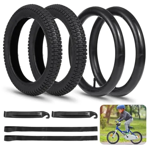 Electric Scooter Tires Set for Youth Bikes - 14 x 2.125 Inches, Includes Tubes, Liners & Levers