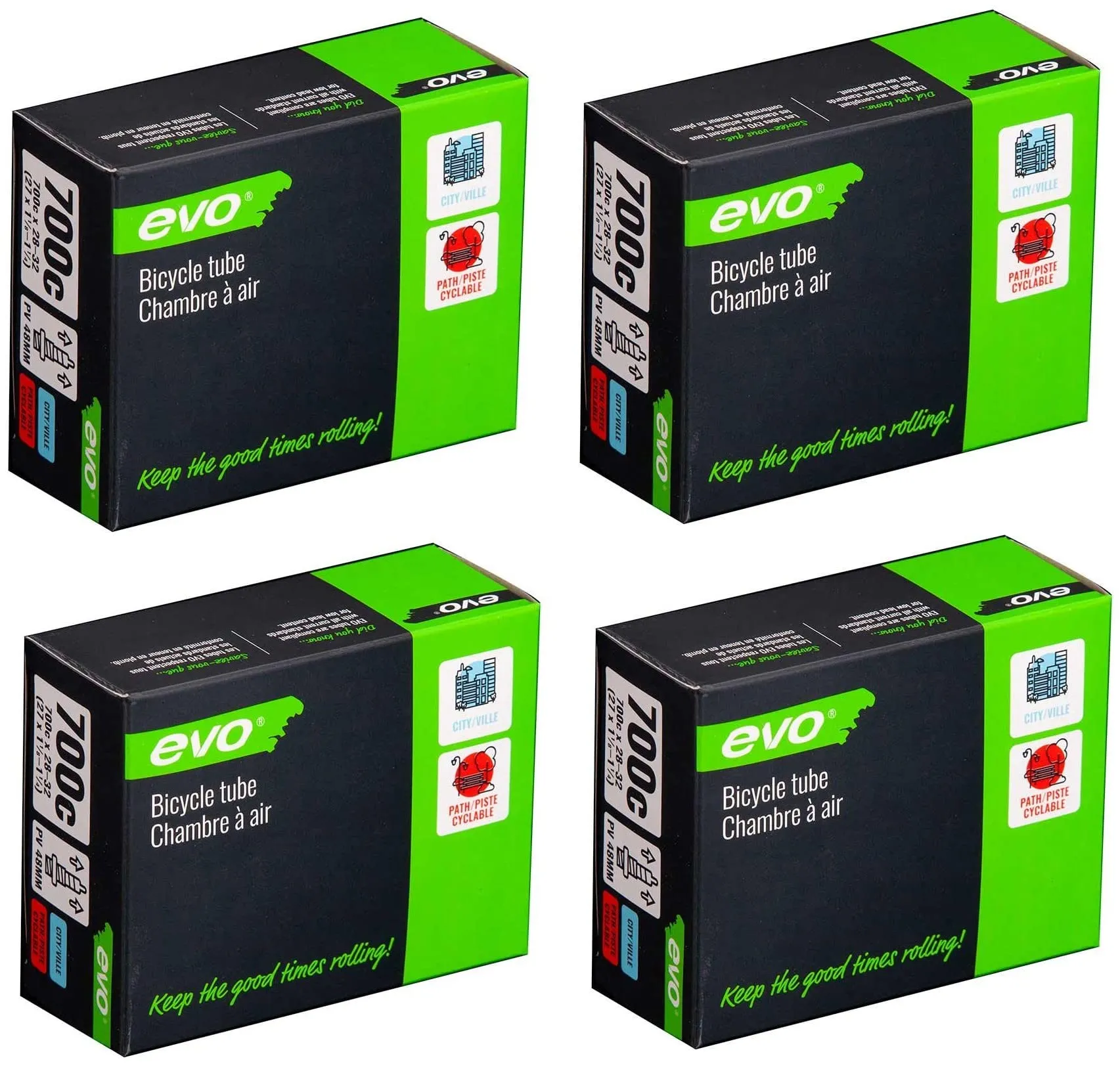 EVO Gravel Bike Tube Bundle 700x28-32c 48mm Presta RVC - Four Pack for Road, CX, Gravel, City