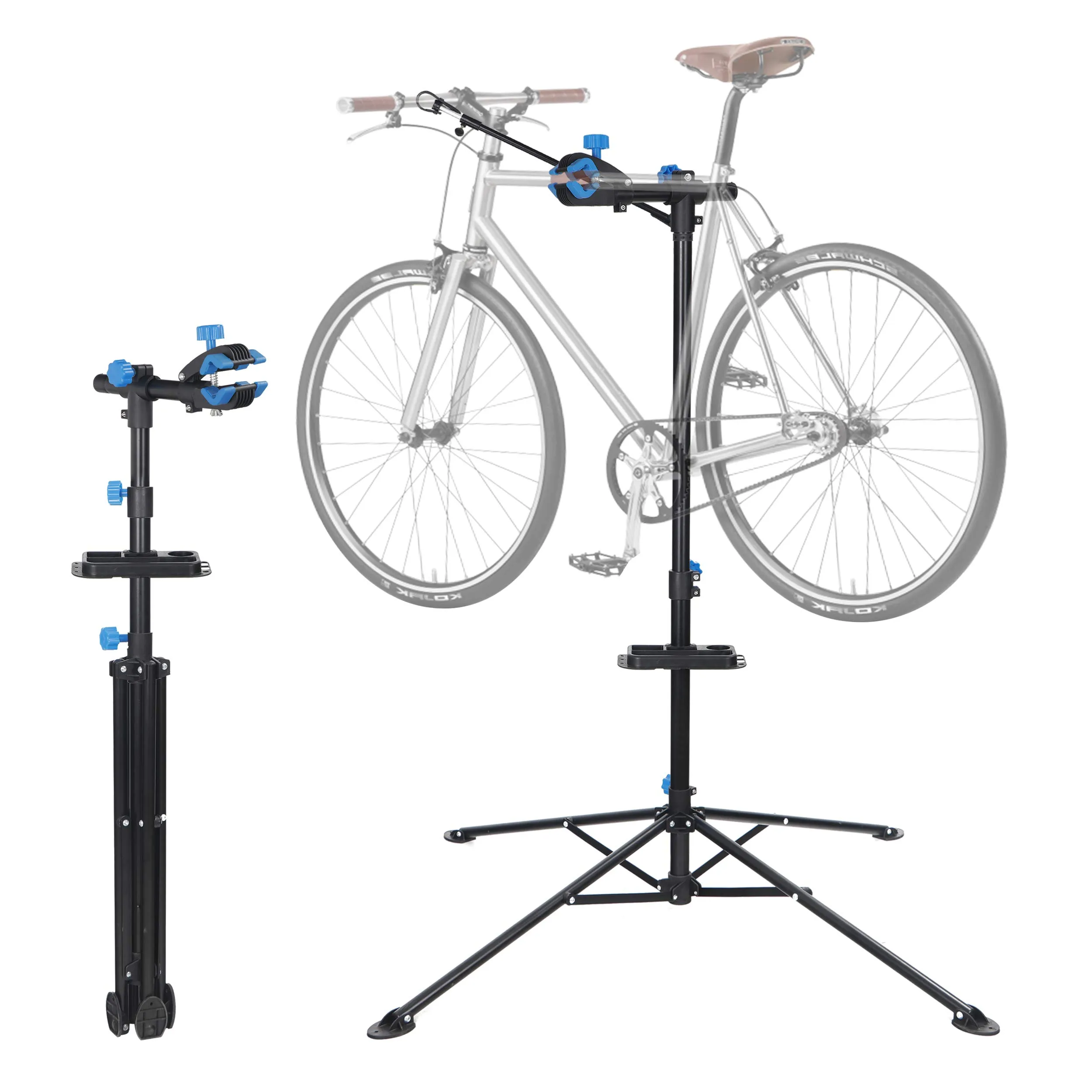 F2C Portable Adjustable Bicycle Repair Stand 42.5' to 74' - Steel Workstand with Tool Tray & Balancing Pole
