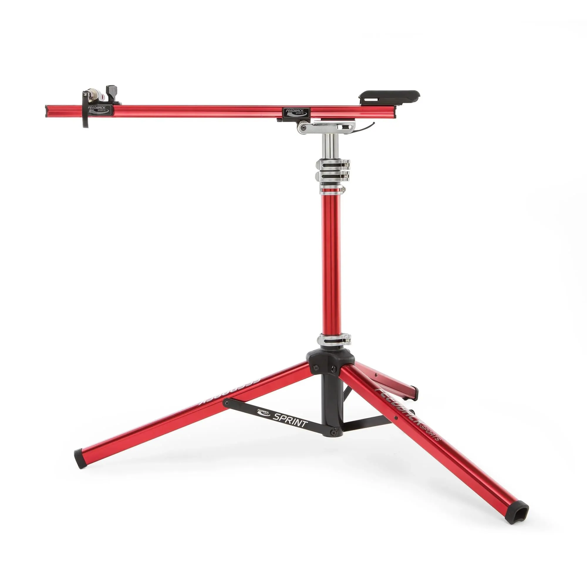 Feedback Sports Sprint Bike Repair Stand - Red 5” x 7.5” x 30” - Quick Release, Adjustable Height