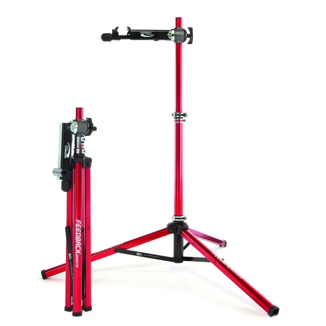 Feedback Sports Ultralight Bike Repair Stand - Red, Adjustable 35.5'-57.5' Height, 85lbs Capacity