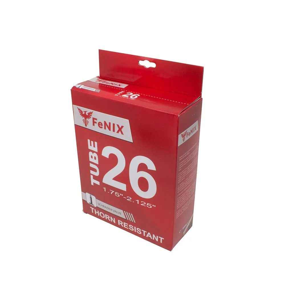 Fenix Bicycle Tube 26' x 1.75'/2.125' - 33mm Thorn Resistant Schrader Valve for Heavy Duty Use
