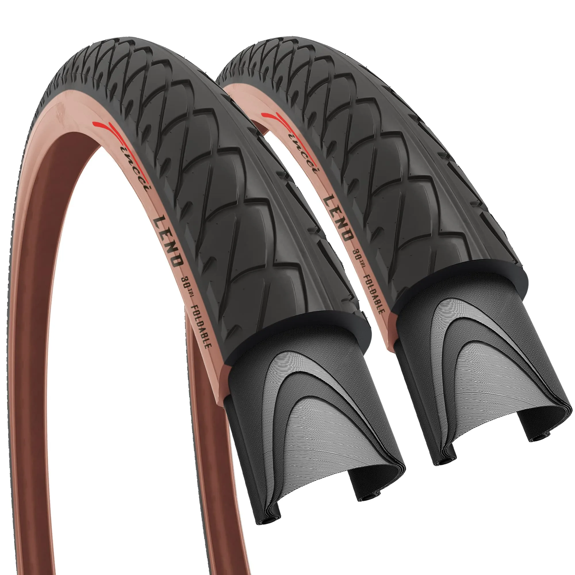 Fincci 26 Inch Foldable Slick Tires - 26 x 1.95 Pack of 2 for Mountain, Road, Hybrid Bikes