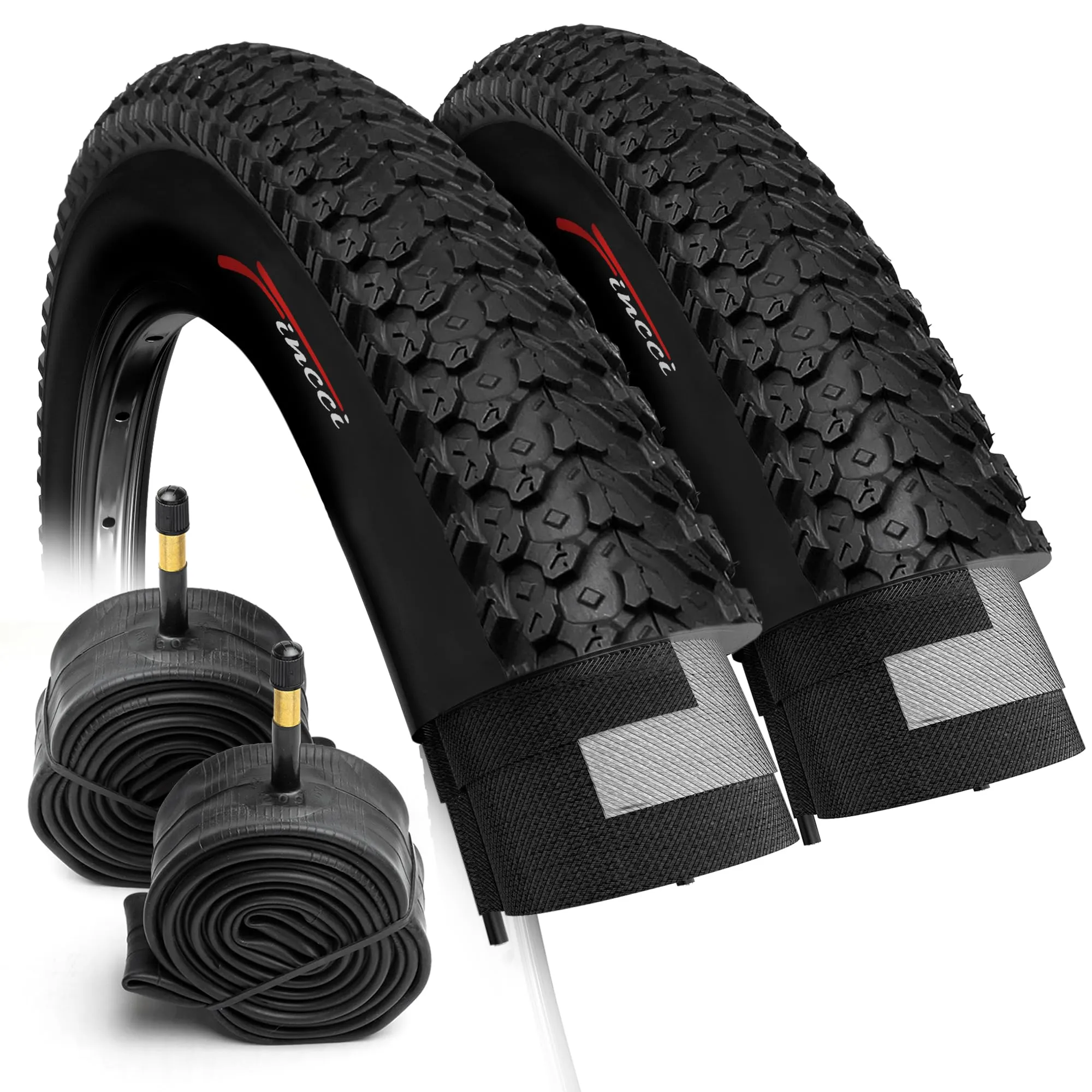 Fincci 26 x 2.125 Bike Tires with Inner Tubes for MTB Hybrid City Bikes - Durable & Foldable