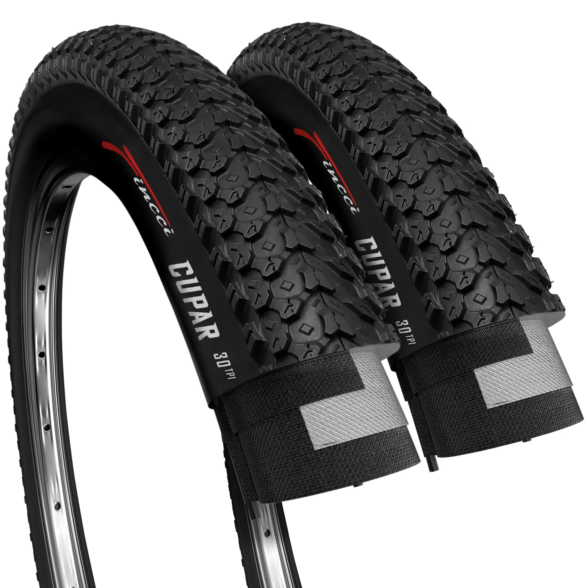 Fincci 26 x 2.125 Inch Foldable Bike Tires - Pack of 2 for MTB Mountain Hybrid Bicycle