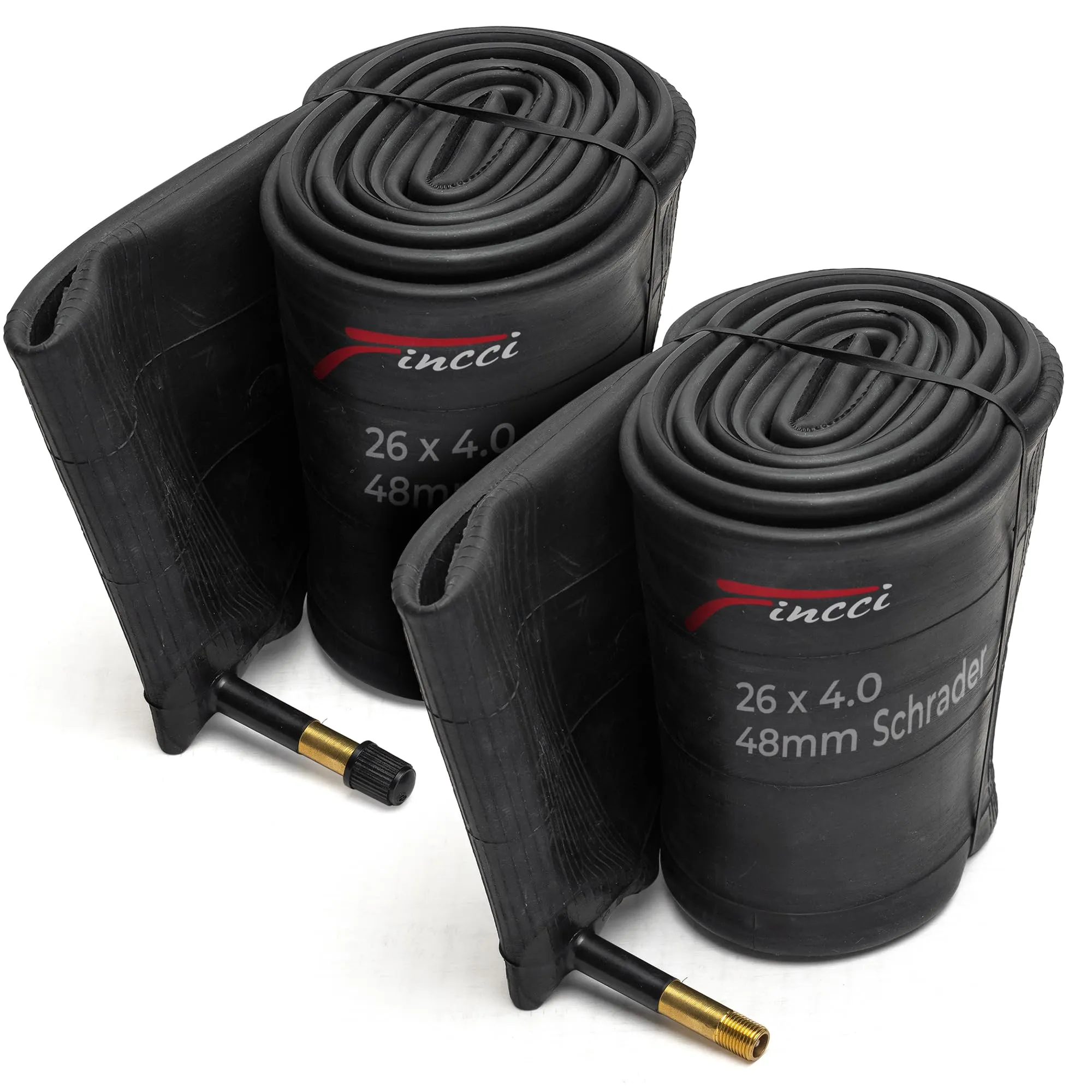 Fincci 26 x 4.0 Fat Bike Inner Tubes - 48mm Schrader Valve - Pack of 2 for Fat Electric Bicycles