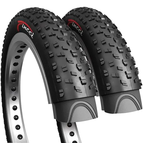 Fincci 26x4.0 Foldable Fat Bike Tires - Pack of 2, Lightweight, Durable, High Traction for MTB, Offroad