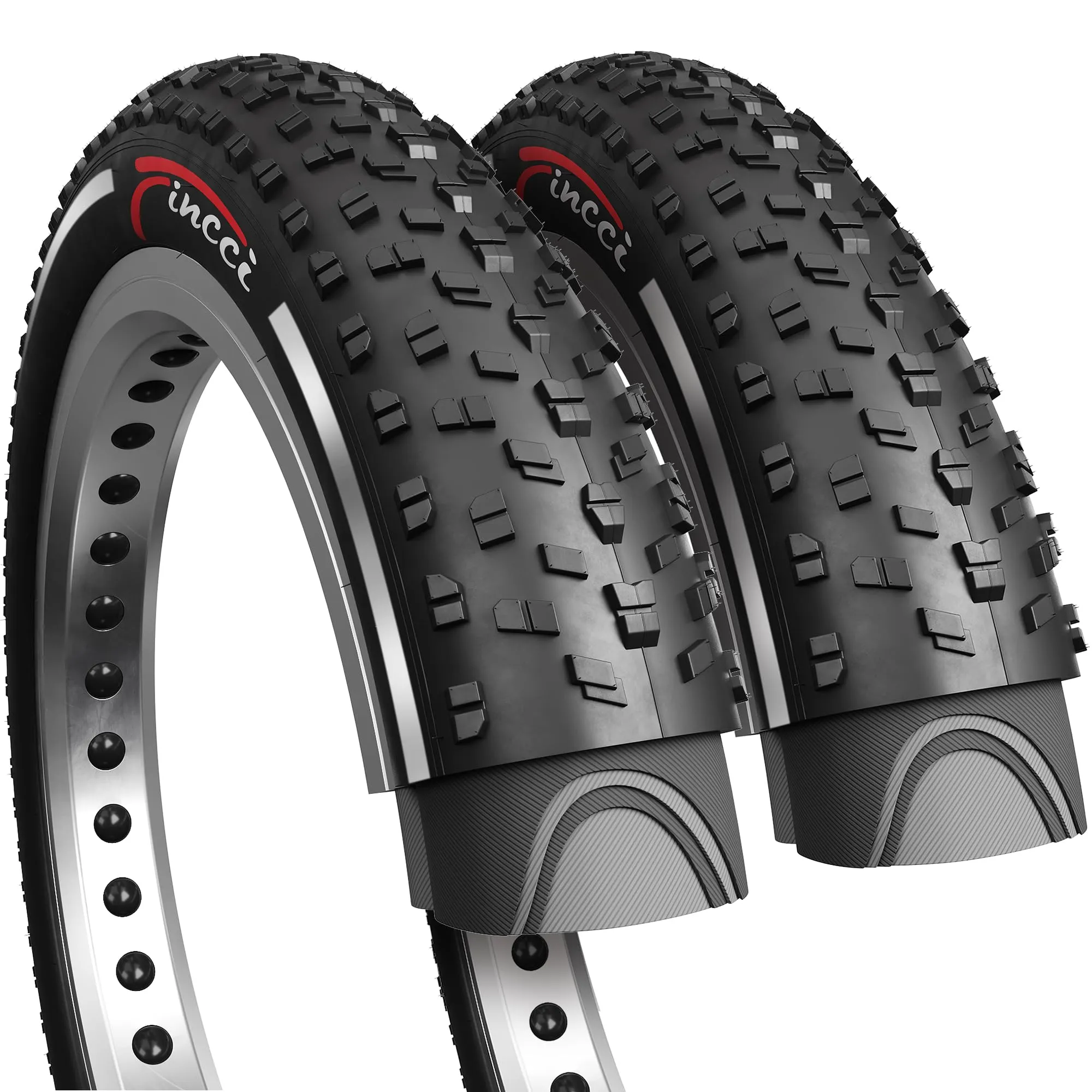 Fincci 26x4.0 Foldable Reflective Fat Bike Tires - Pack of 2 for Mountain & Road Bicycles