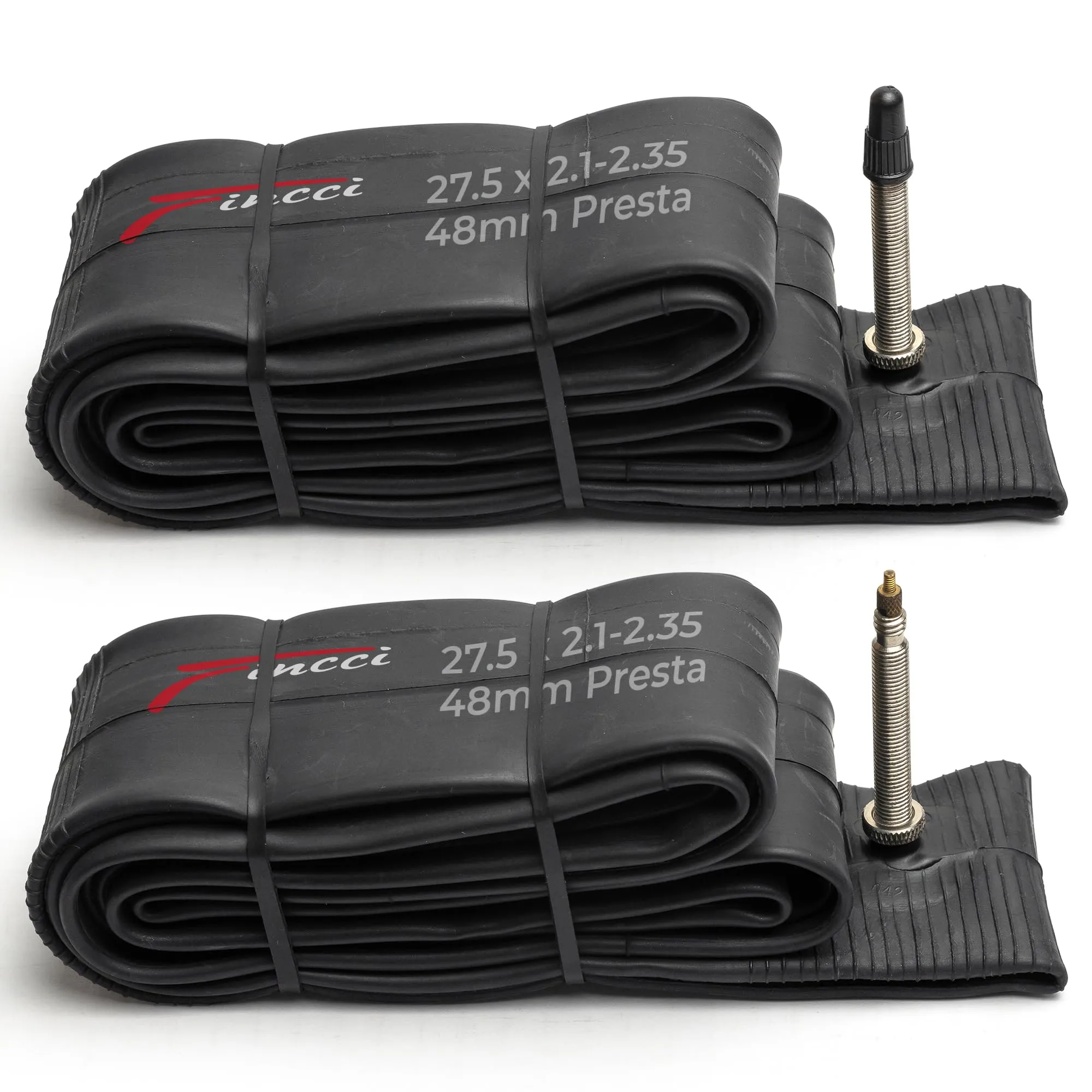 Fincci 27.5 x 2.10-2.35 Inch Bike Inner Tubes - 2 Pack with 48mm Presta Valve for MTB & Road Bikes