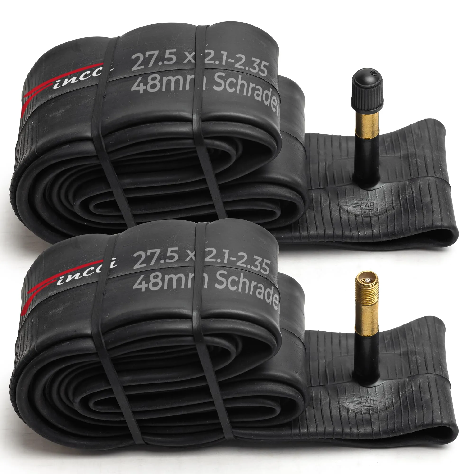 Fincci 27.5 x 2.10-2.35 Inch Inner Tubes with 48mm Schrader Valve - Pack of 2 for MTB & Road Bikes