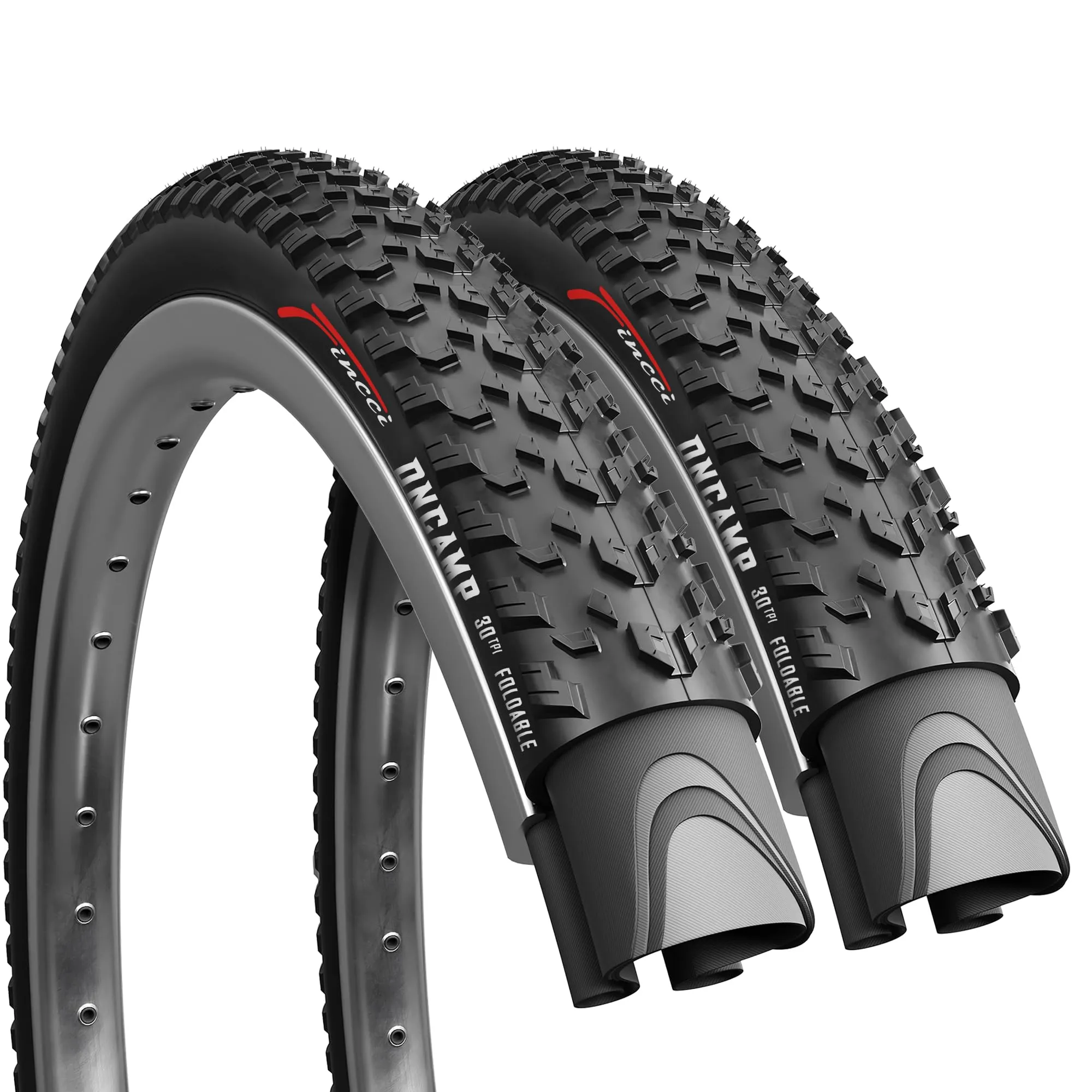 Fincci 27.5 x 2.10 Mountain Bike Tire Pack of 2 - Foldable Offroad Tires for Road & MTB