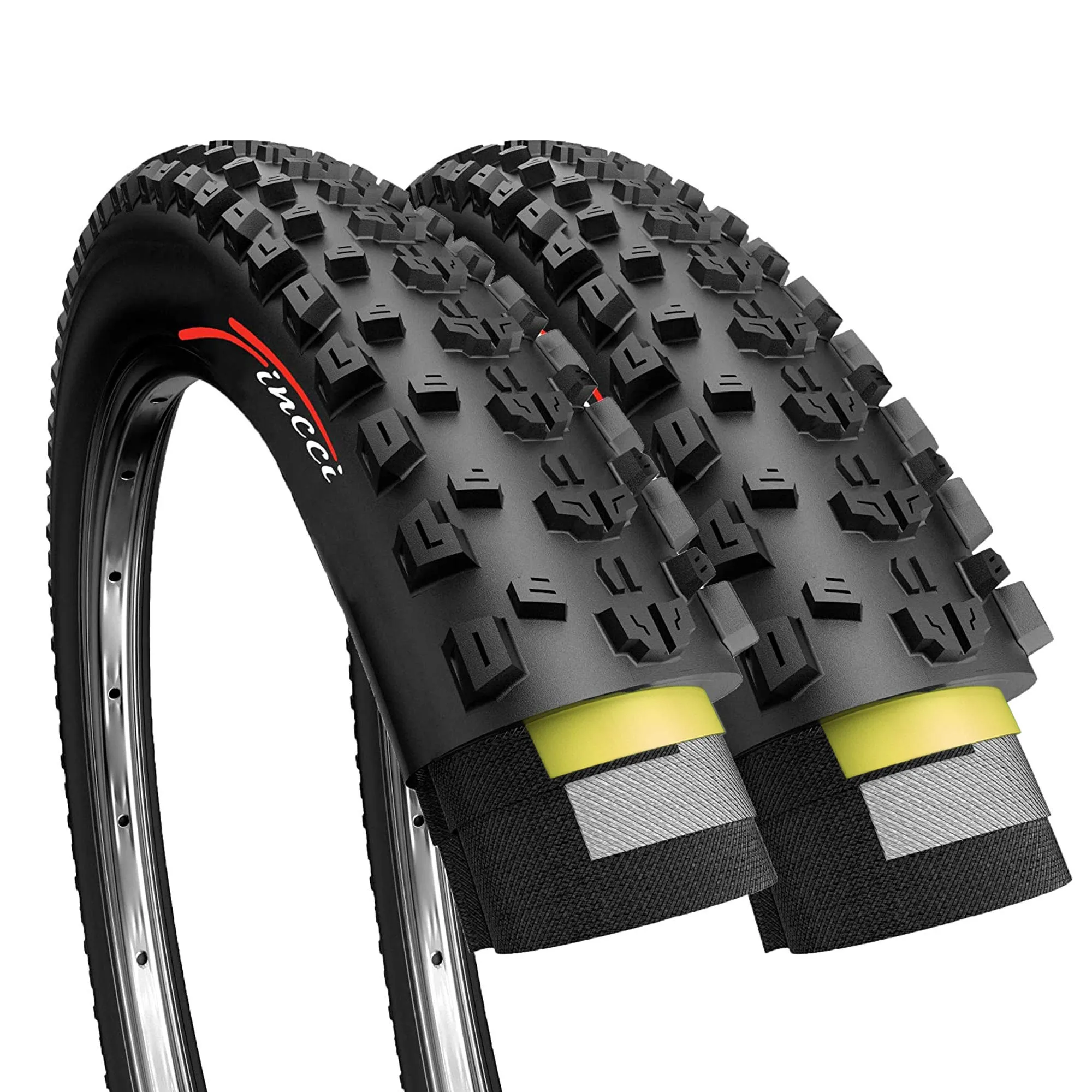 Fincci 27.5 x 2.25 Inch Mountain Bike Tire - Foldable, Nylon Protection, High Traction Tread