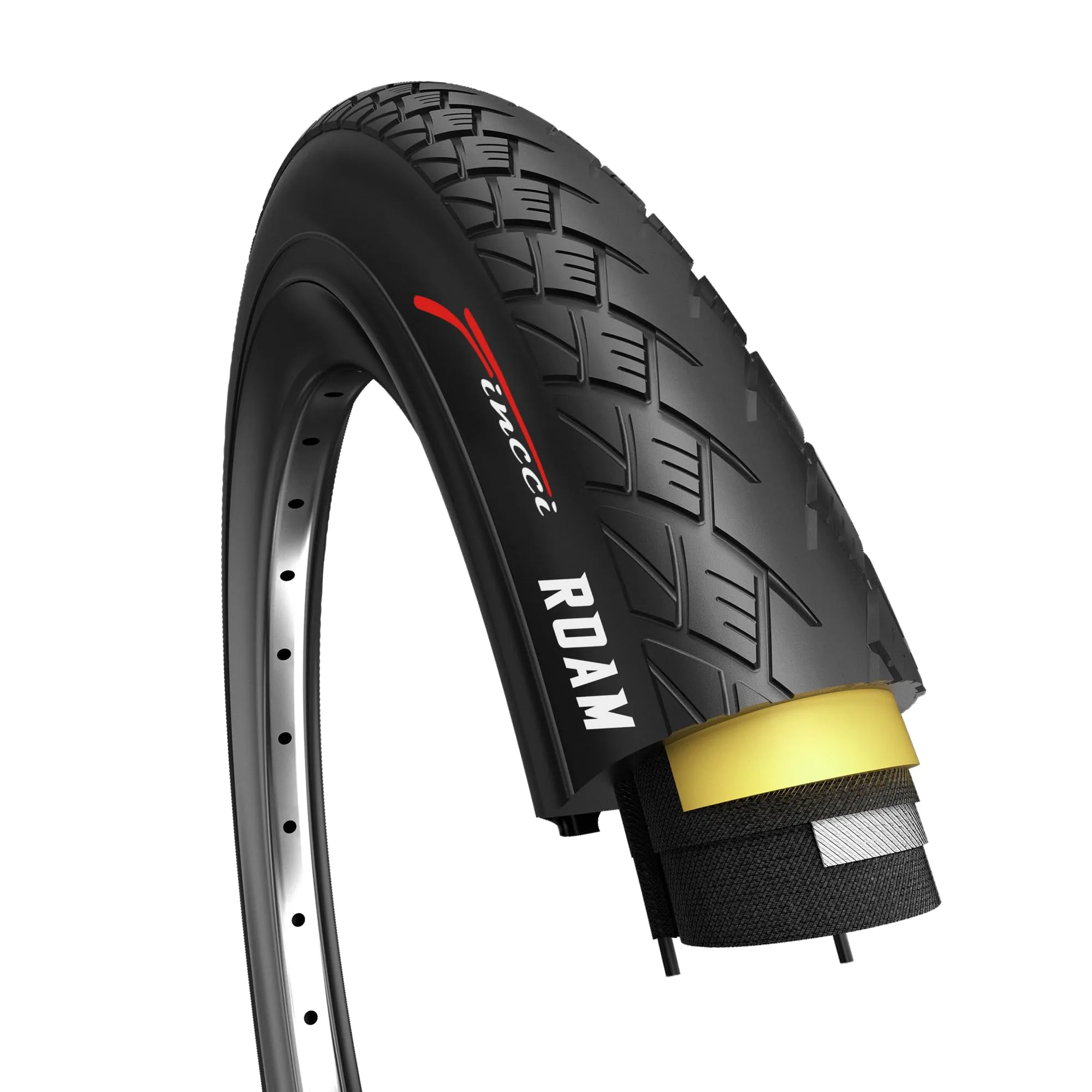 Fincci 700 x 35c Foldable Tire with Nylon Protection for Road, MTB & E-Bikes - 1000g