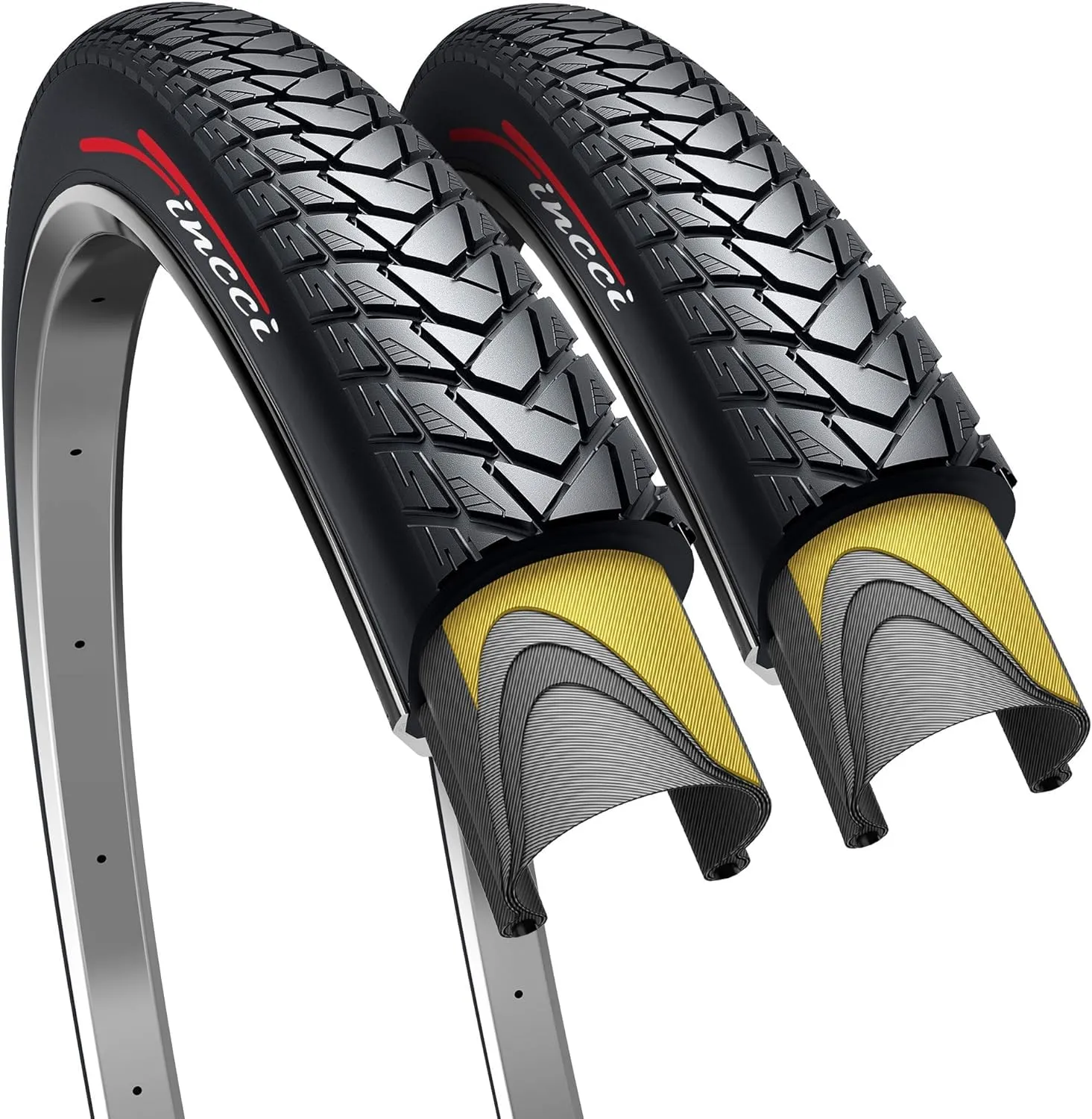 Fincci 700x35c Foldable City Commuter Tires - 2-Pack with Nylon Protection for MTB & Hybrid Bikes