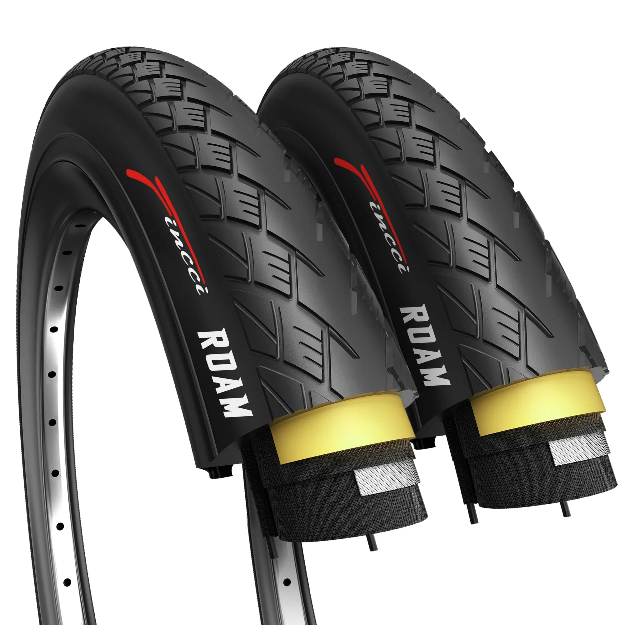 Fincci 700x38c Foldable Bike Tire - Antipuncture Protection for Electric & Mountain Bikes - Pack of 2