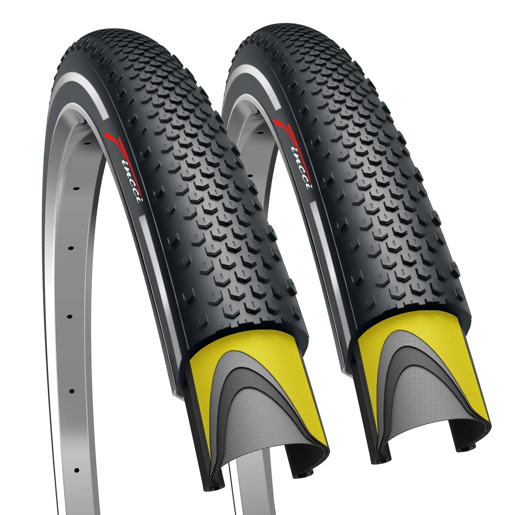 Fincci 700x38c Tyre Pack of 2 with Antipuncture Protection & Reflective Wall for Gravel & MTB
