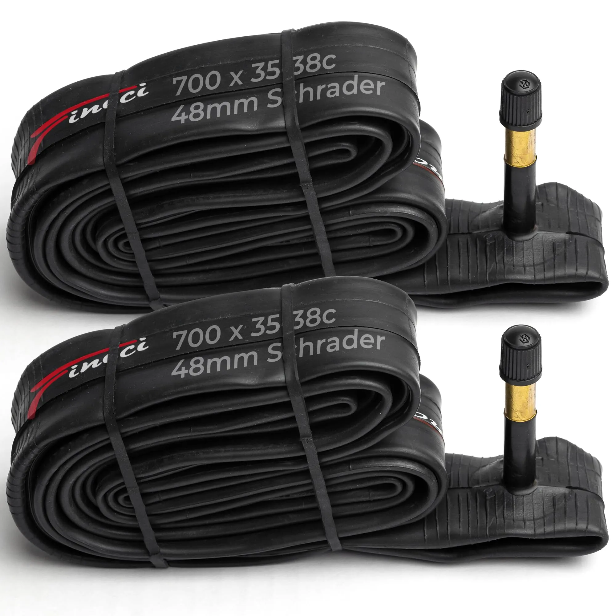 Fincci Bike Inner Tube 700x35c / 32c / 38c - Pack of 2 with 48mm Schrader Valve for Bicycles