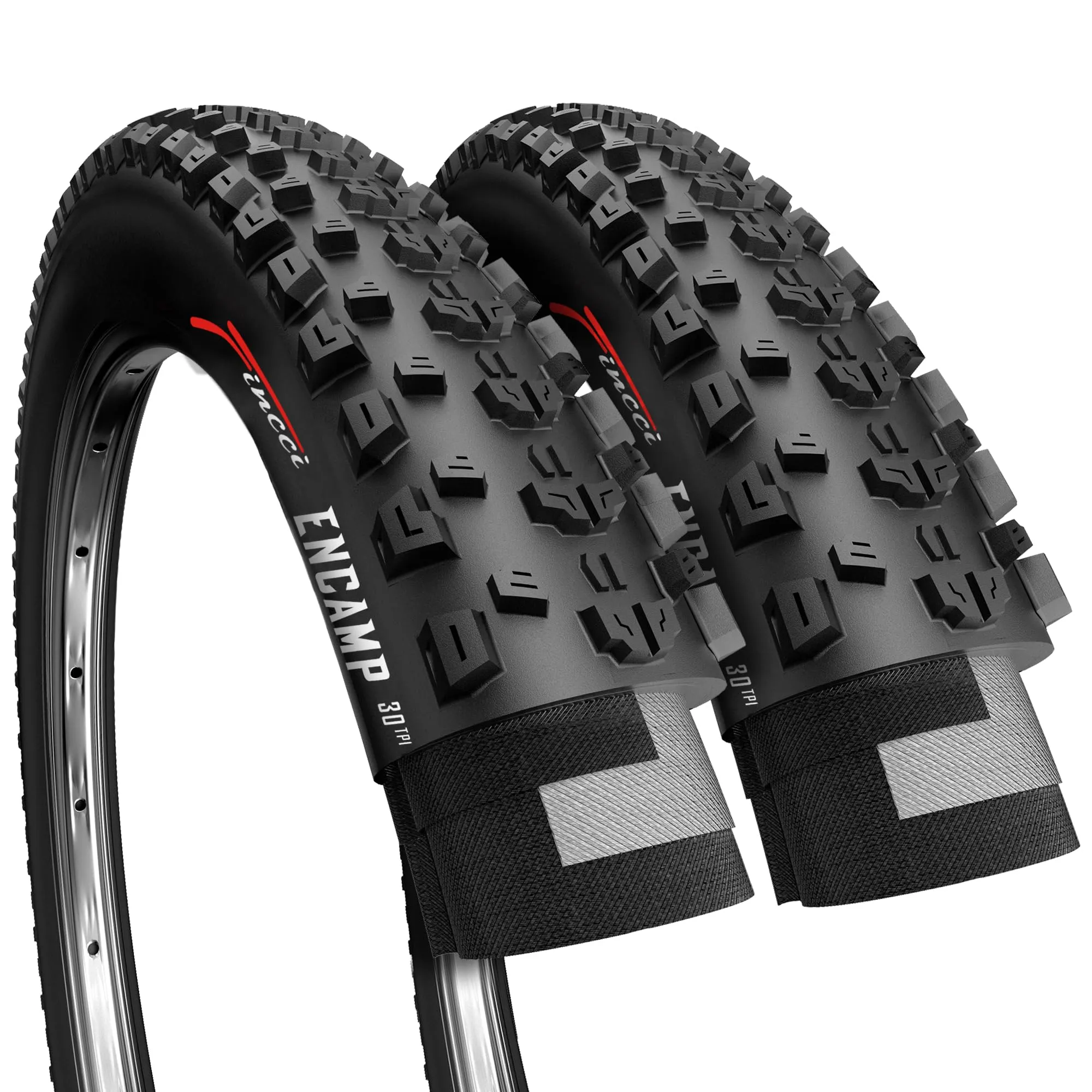 Fincci Foldable 26x2.25 Mountain Bike Tires - 2 Pack, Durable, High-Quality, Perfect for Offroad & Road Use