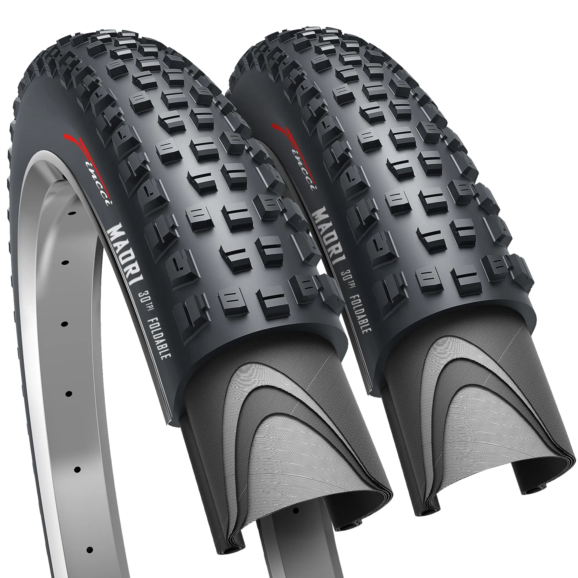 Fincci Foldable Mountain Bike Tire 27.5 x 2.35 Inches, 30 TPI, 2-Pack for MTB & Hybrid Bicycles