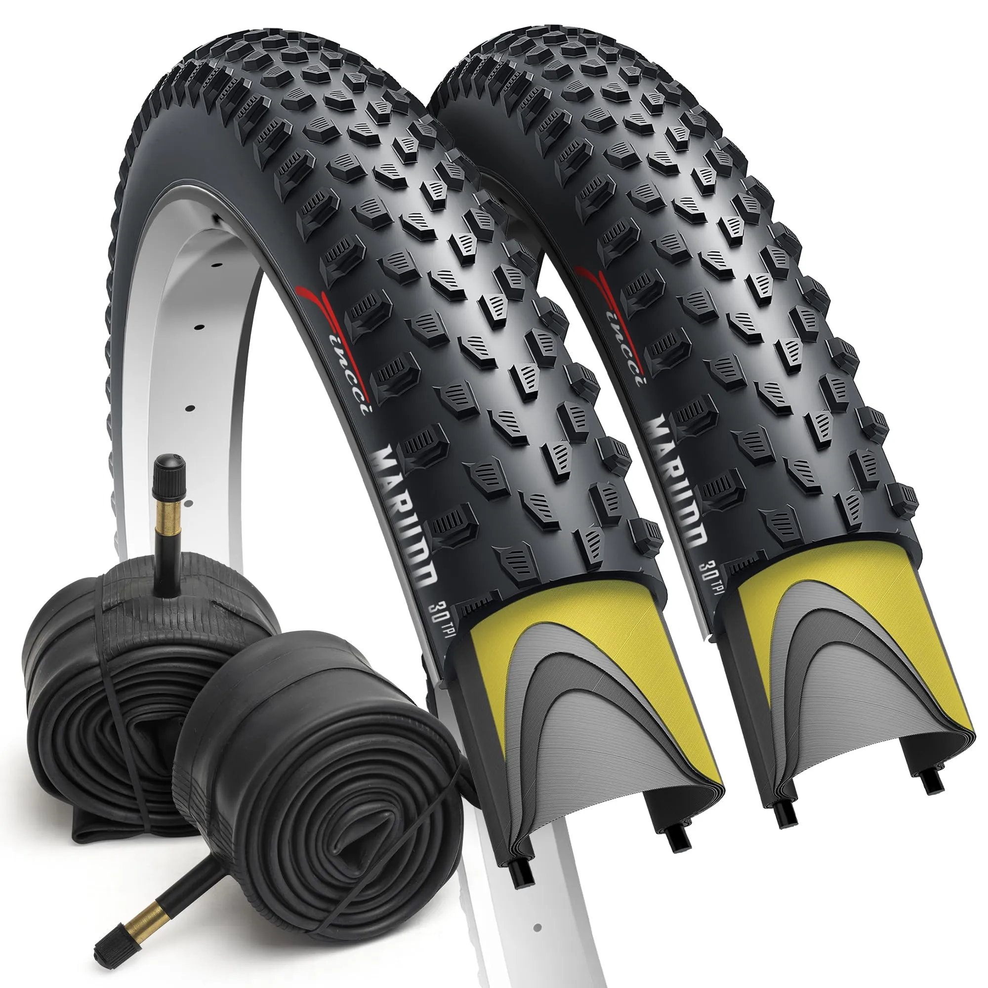Fincci MARUDO 29 x 2.10 Inch Bike Tire Pack of 2 with Anti Puncture Protection and Schrader Tubes