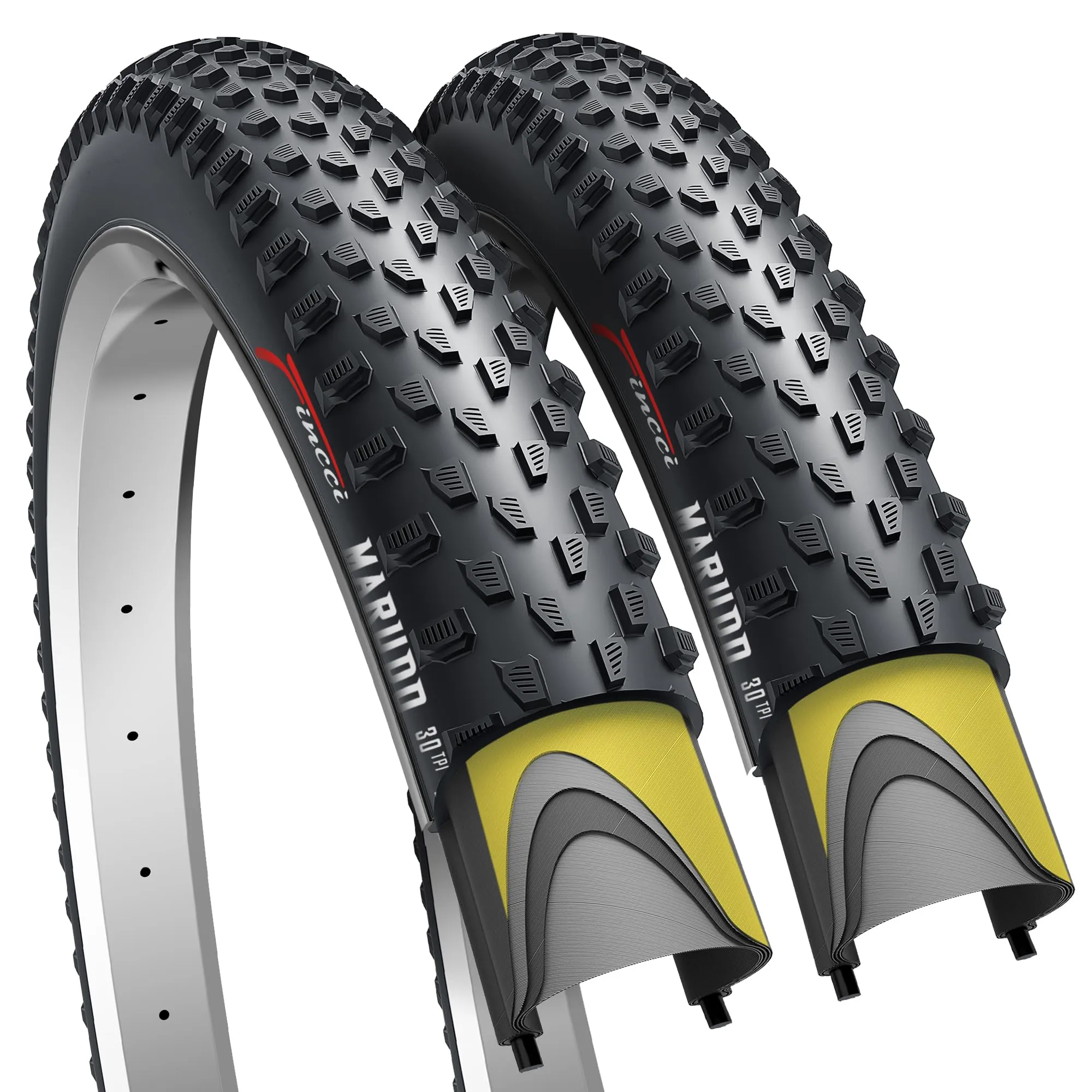 Fincci Marudo 29 x 2.10 Inch Foldable Bike Tire, ETRTO 52-622, High Traction, 2 Pack, MTB/Hybrid