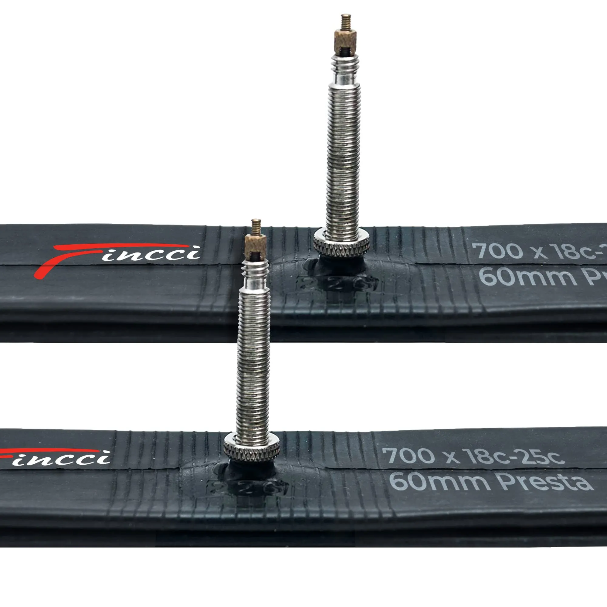 Fincci Pair 700 x 18c 23c 25c 60mm Presta Valve Inner Tubes for Road Bicycle - Pack of 2