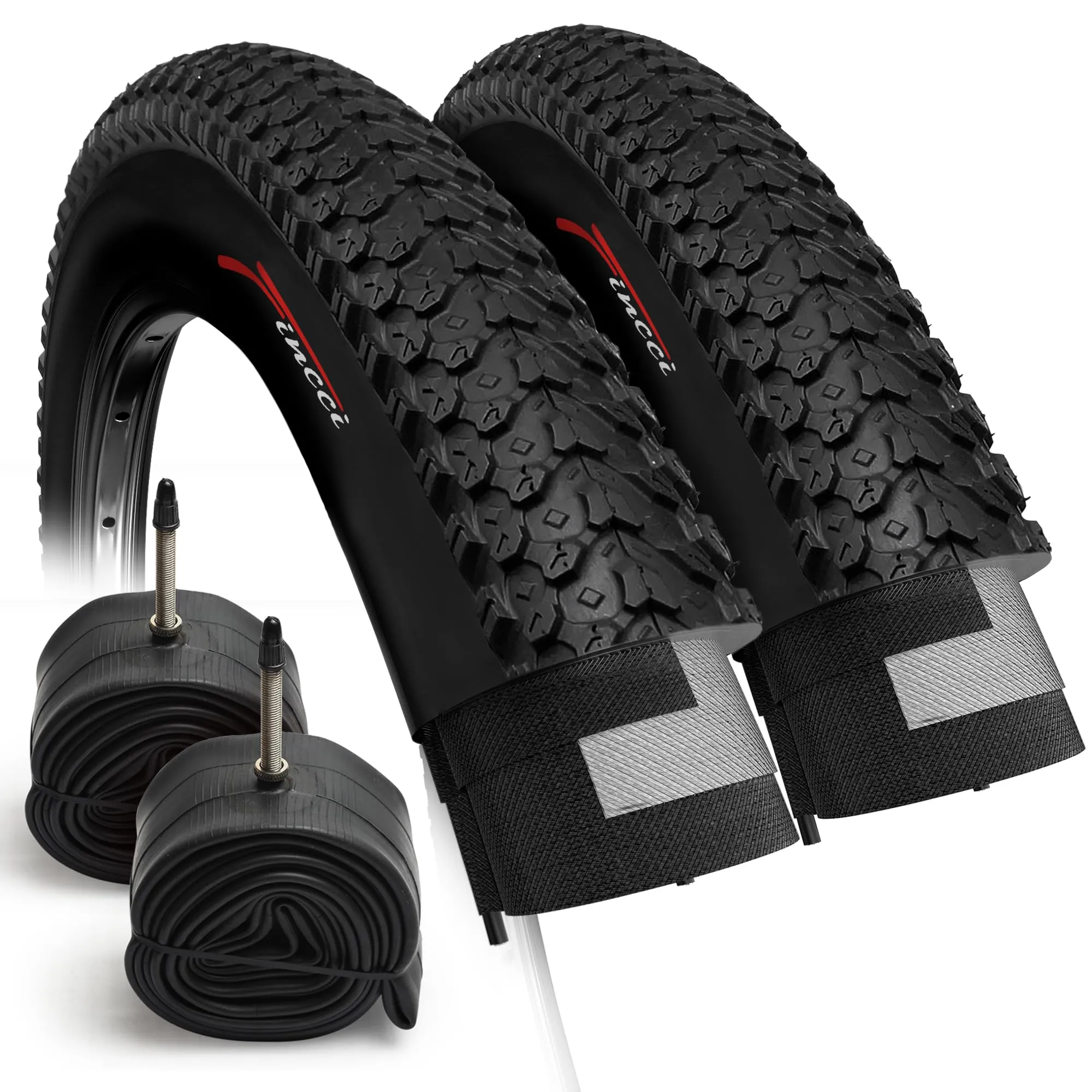 Fincci Set 26 x 2.125 Bike Tires with Presta Valve Inner Tubes for MTB Hybrid City Bicycles