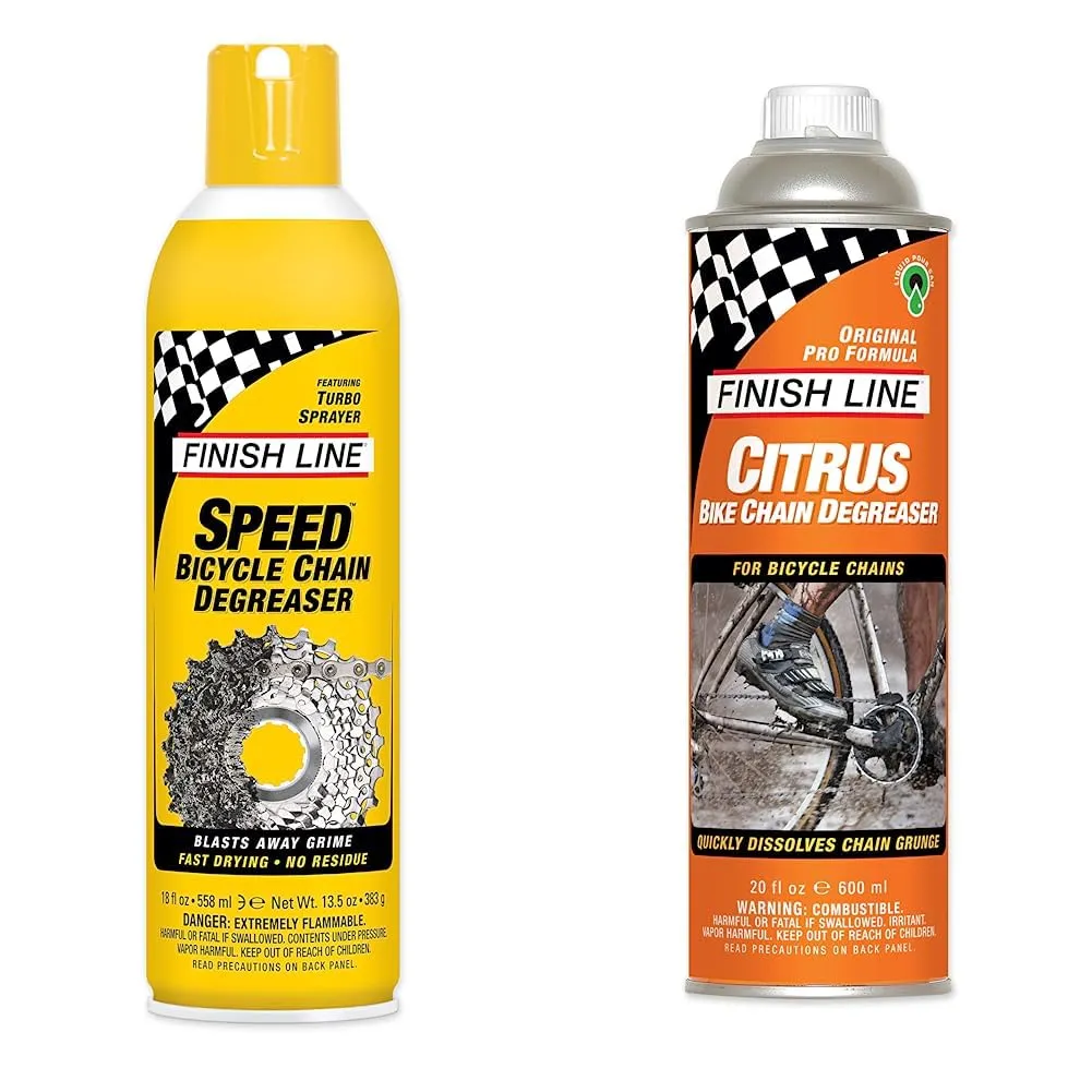 Finish Line Bicycle Cleaning Bundle - Citrus Degreaser 20oz & Speed Degreaser 18oz for Safe Cleaning