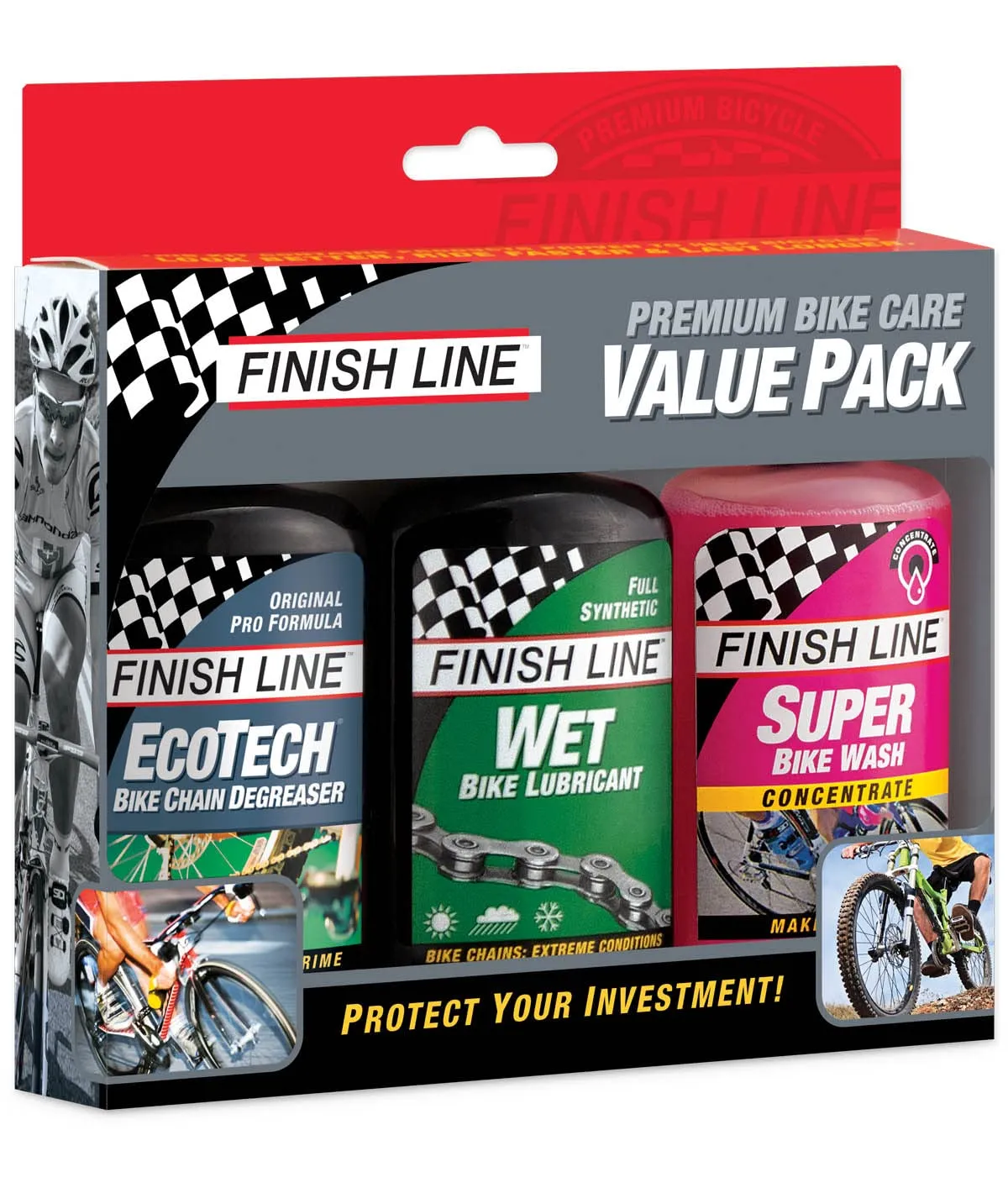 Finish Line Bike Care Multi Purpose Wash Wet Lube Value Pack - 4 oz Essentials for Every Cyclist