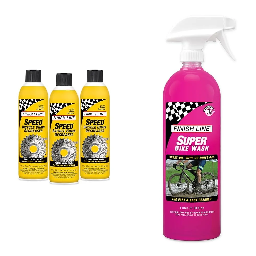 Finish Line Bike Cleaning Bundle: Speed Degreaser (54 oz) & Super Wash (33.8 oz) Spray