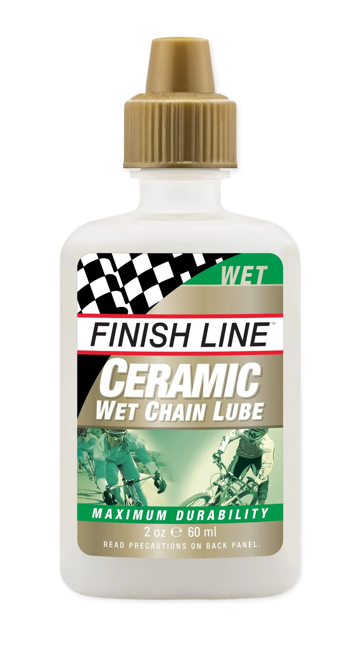 Finish Line Ceramic WET Bicycle Chain Lube 2oz - Advanced Waterproof Synthetic Lubricant