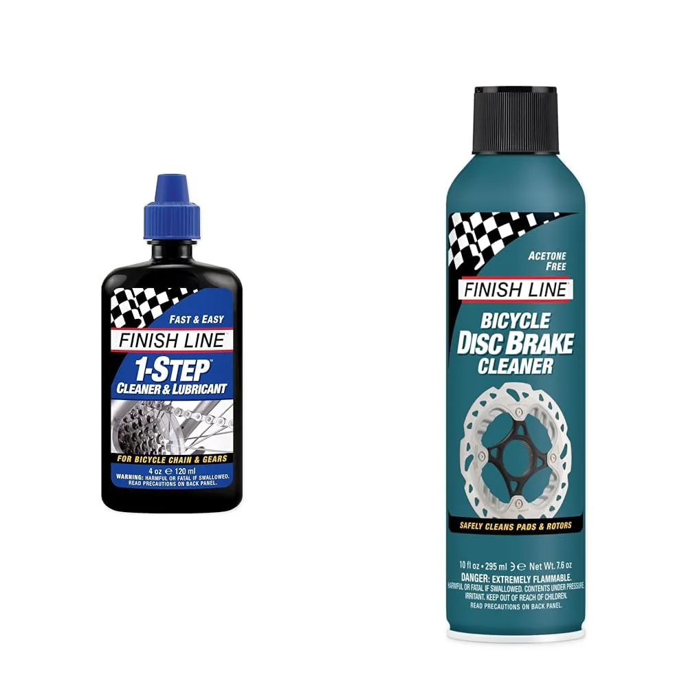Finish Line Chain Cleaner & Disc Brake Cleaner Bundle - 4oz & 10oz for Efficient Bike Care