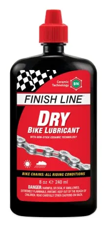 Finish Line Dry Bike Lubricant with Teflon - 4oz Squeeze Bottle - Non-Stick Ceramic Technology