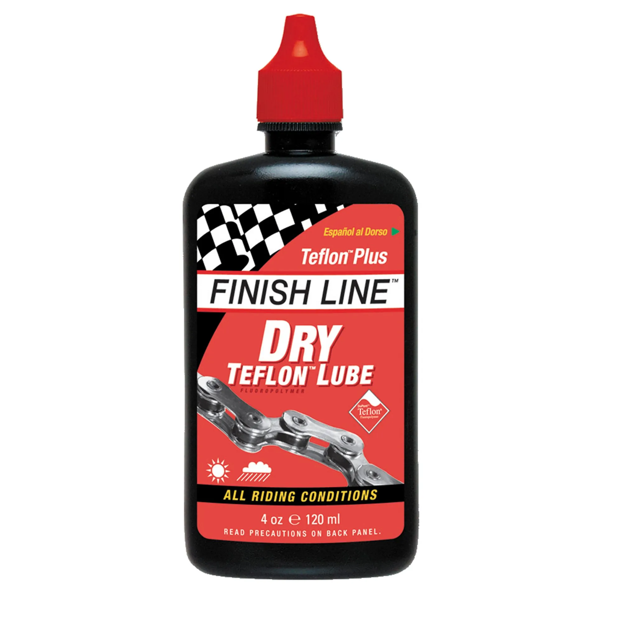 Finish Line Dry Teflon Bike Lube - 4oz Drip, Black, ORM-D Certified for Superior Performance