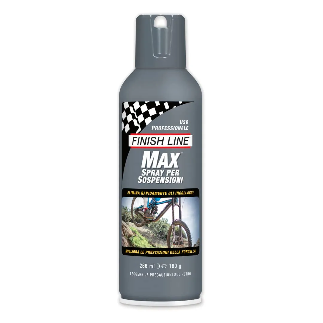 Finish Line Max Suspension Spray Lubricant 9oz - Silicone for Forks, O-Rings & Rubber Seals