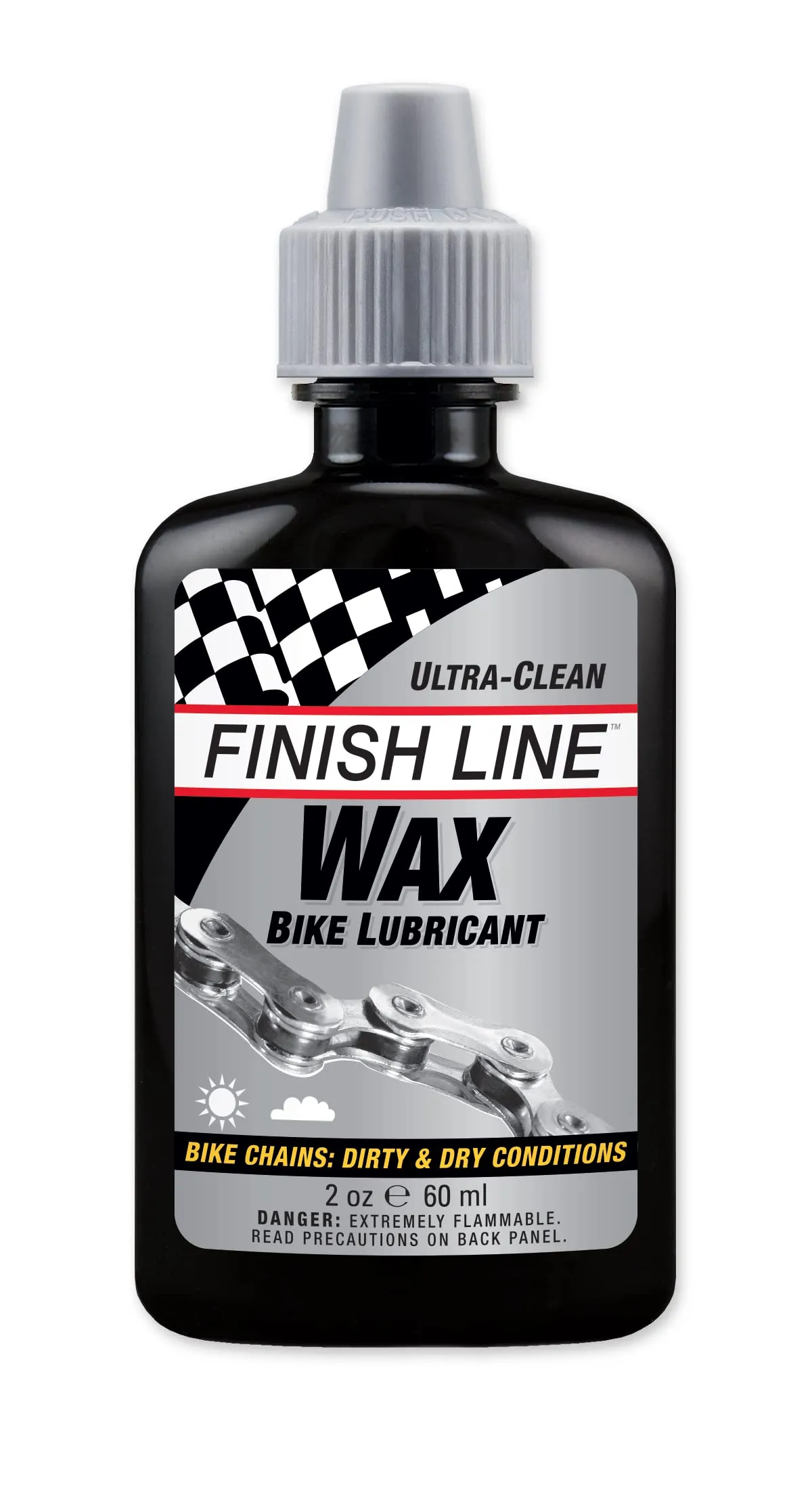 Finish Line Wax Bicycle Chain Lube 2oz Drip Squeeze Bottle - Super Slick, Dirt Resistant Lubricant