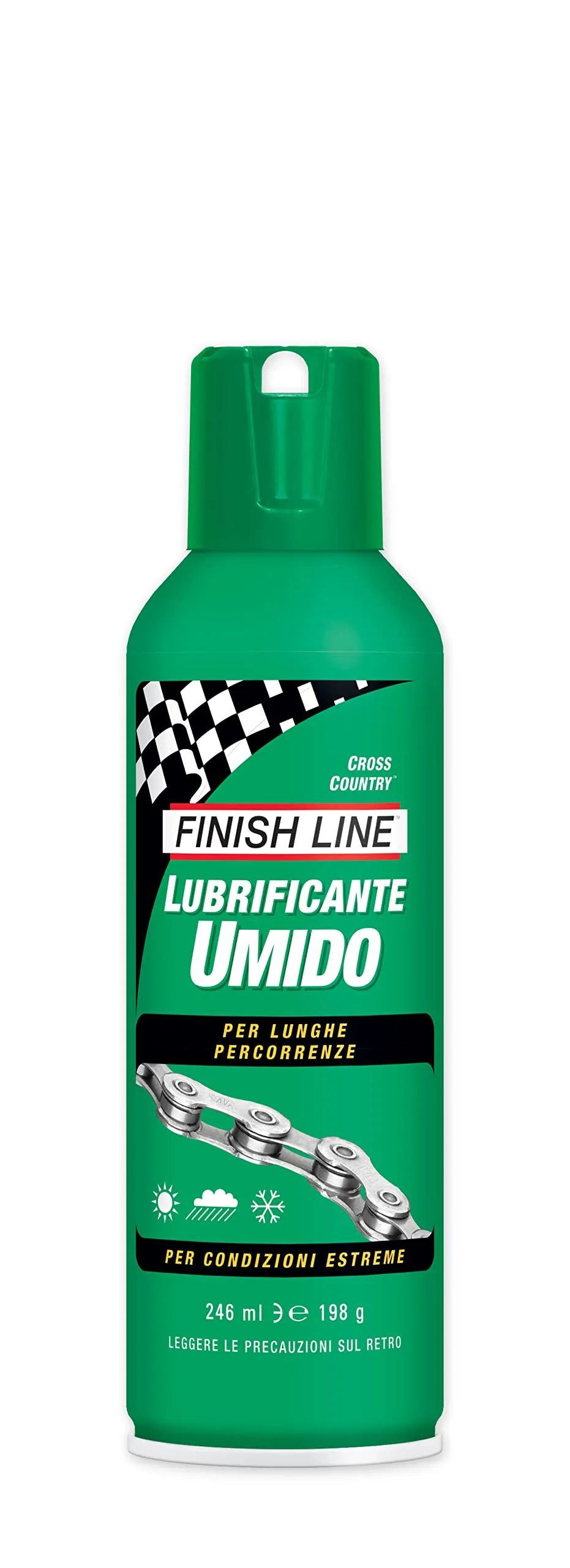 Finish Line WET Bicycle Chain Lube 8-Oz Aerosol Spray for Extreme Durability in Wet Conditions