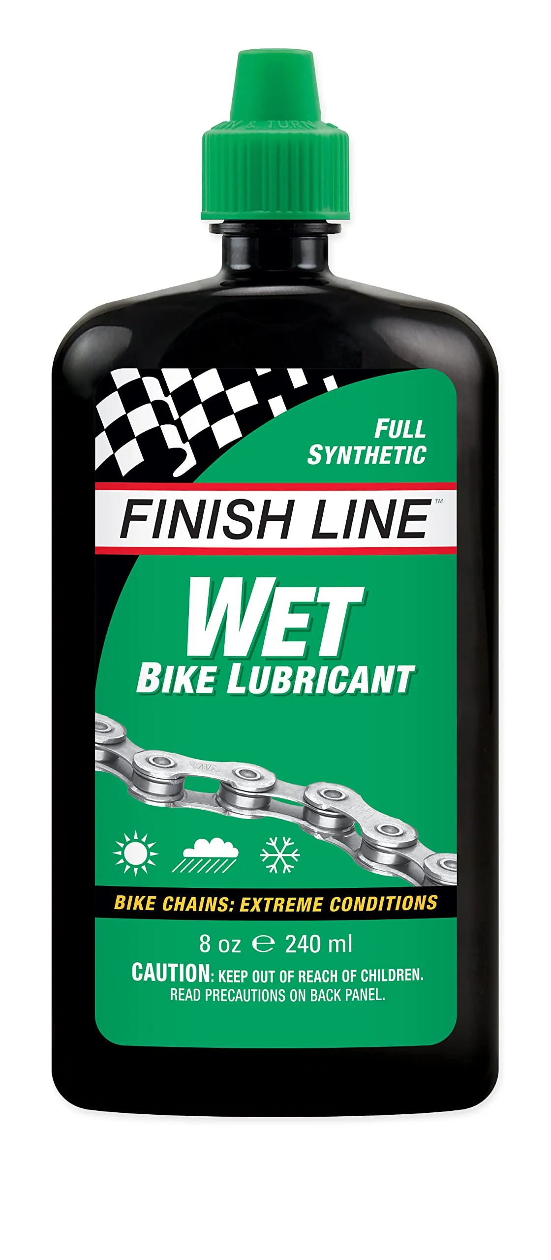 Finish Line WET Bike Lubricant Squeeze Bottle, 8 oz - Premium Cycling Lube for Reduced Friction