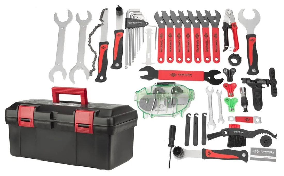 Foundation 33 Piece Elite Bike Tool Kit - Comprehensive Bicycle Repair Tools in One Box