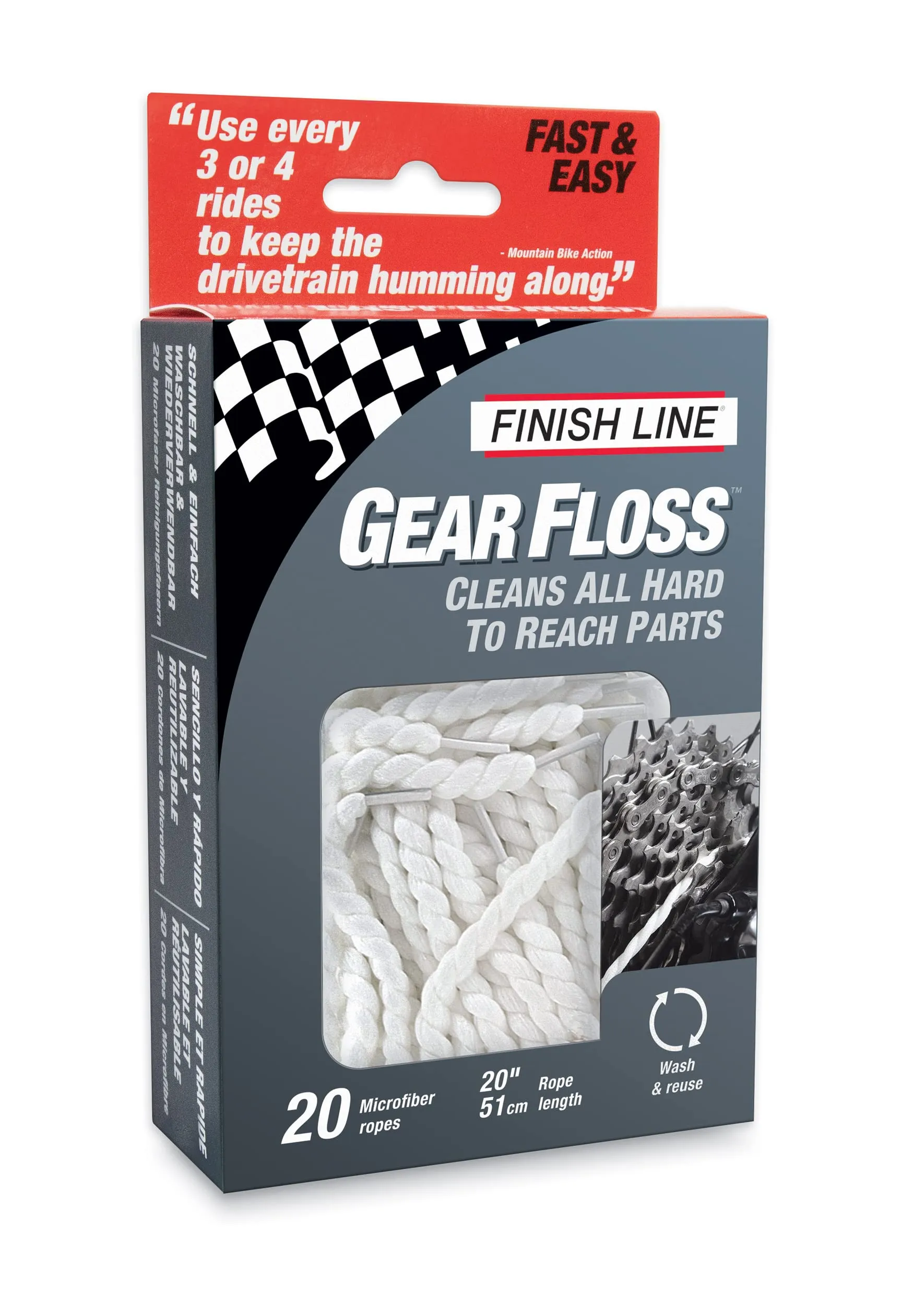 Gear Floss Microfiber Detailing Tool for Bikes - Clean Cassette, Chain Rings, Derailleurs & More